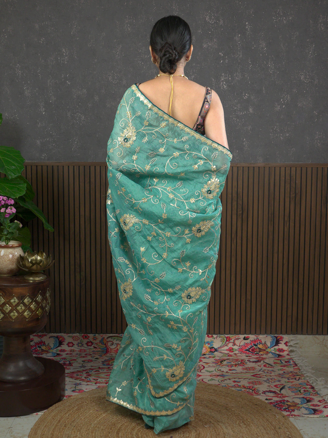 Gota Blue Embroidered Saree