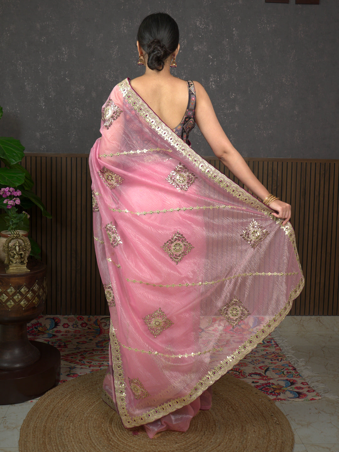 Gota Pink Embroidered Saree