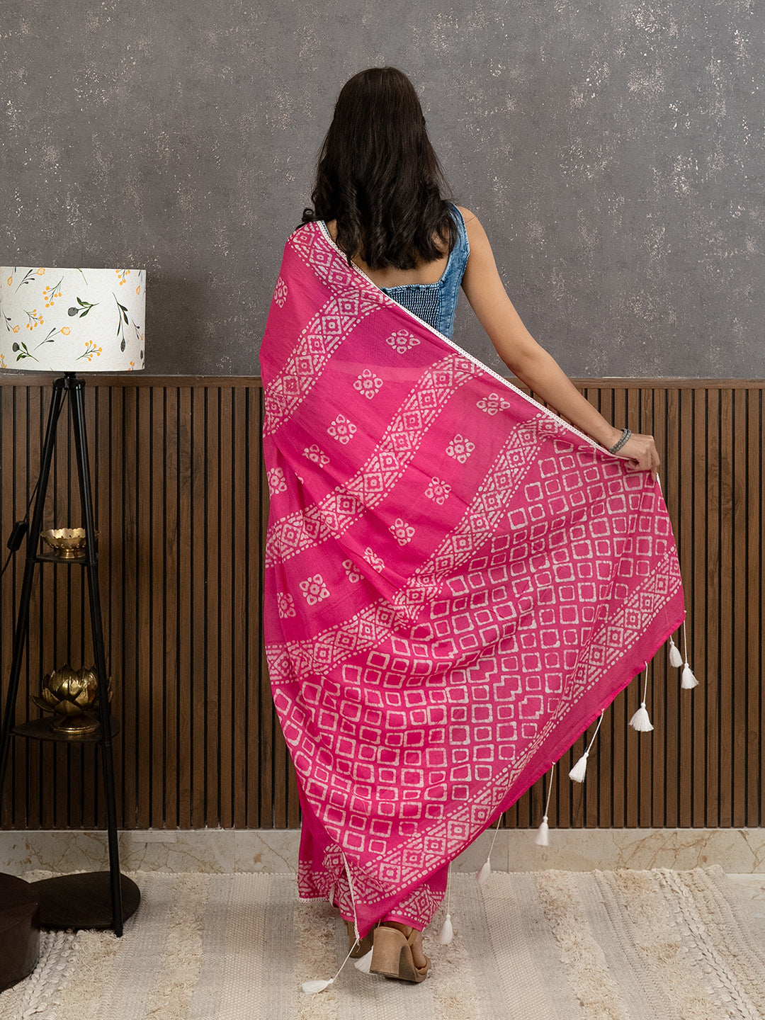 Suti Barfi Pink Batik Saree