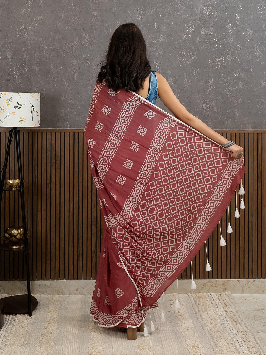 Suti Barfi Dusty Pink Batik Saree