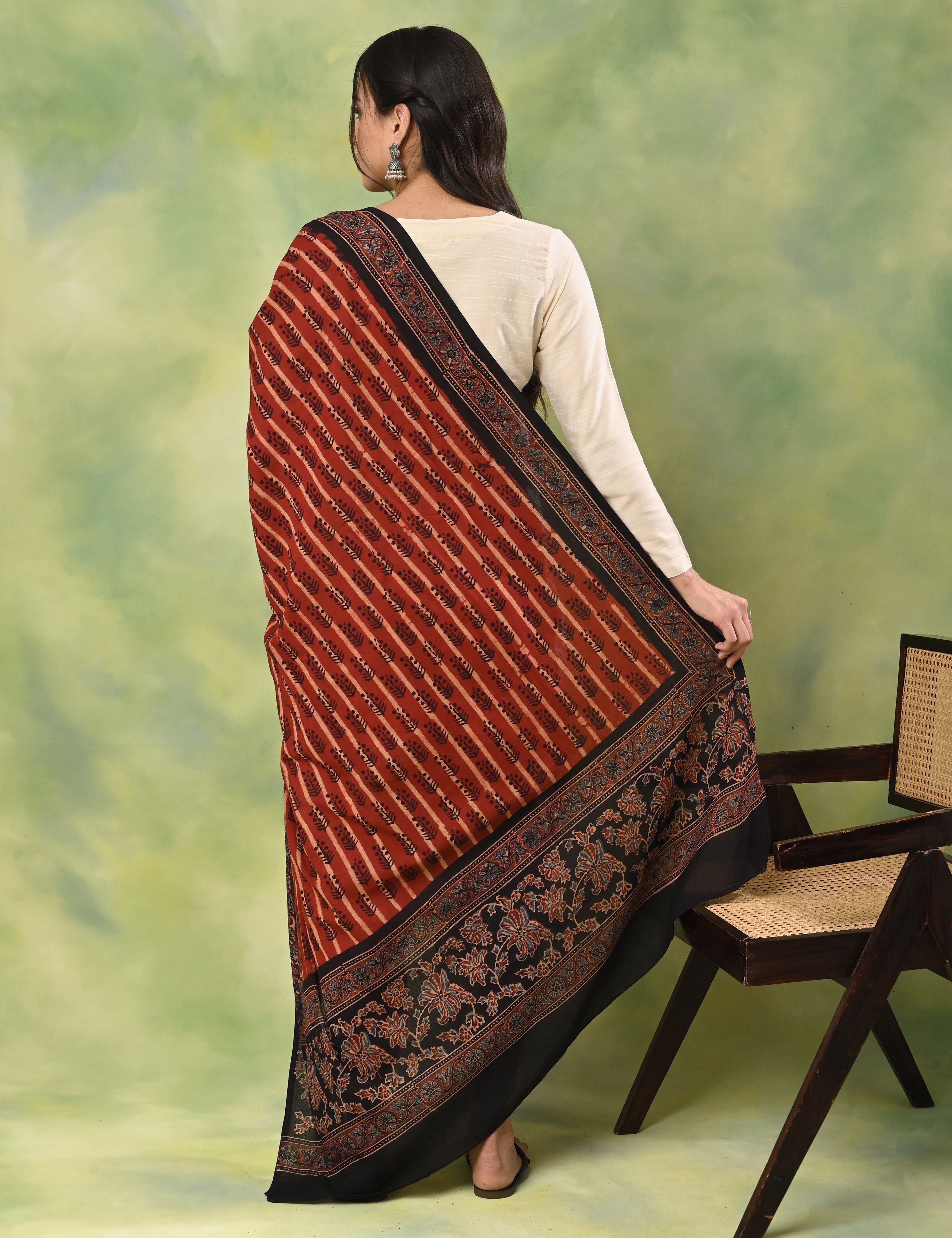 Kapas Red Ajrakh Dupatta
