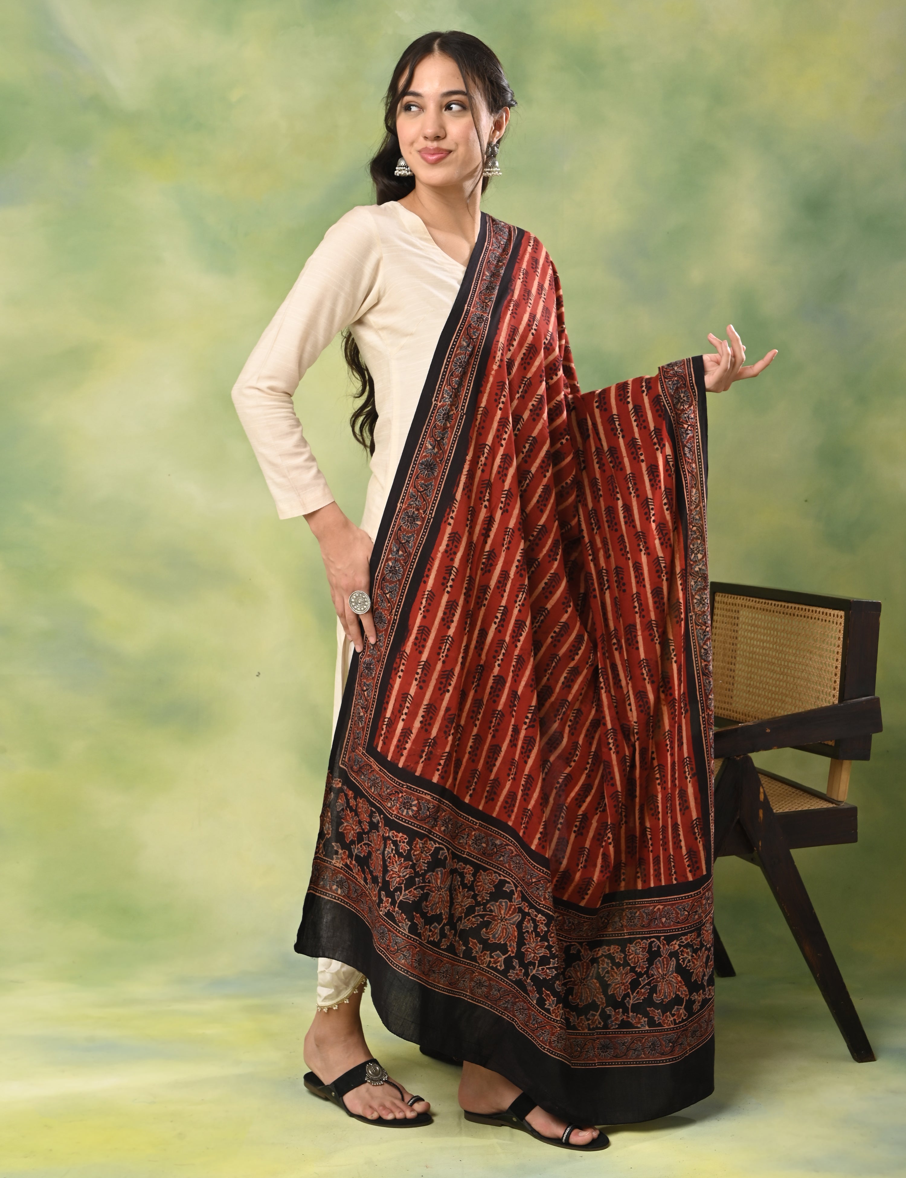 Kapas Red Ajrakh Dupatta