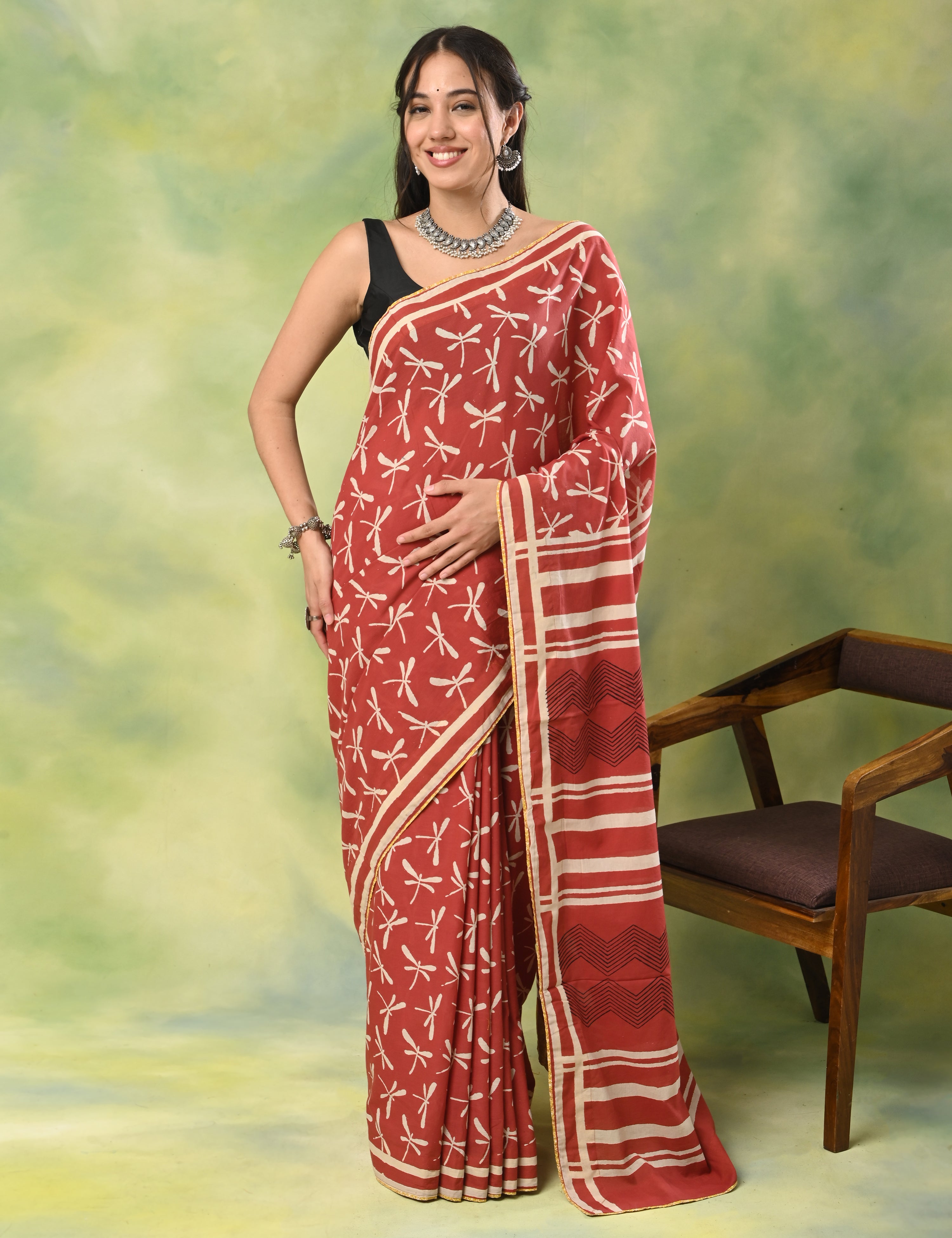 Mel Jol Rose Dabu Saree