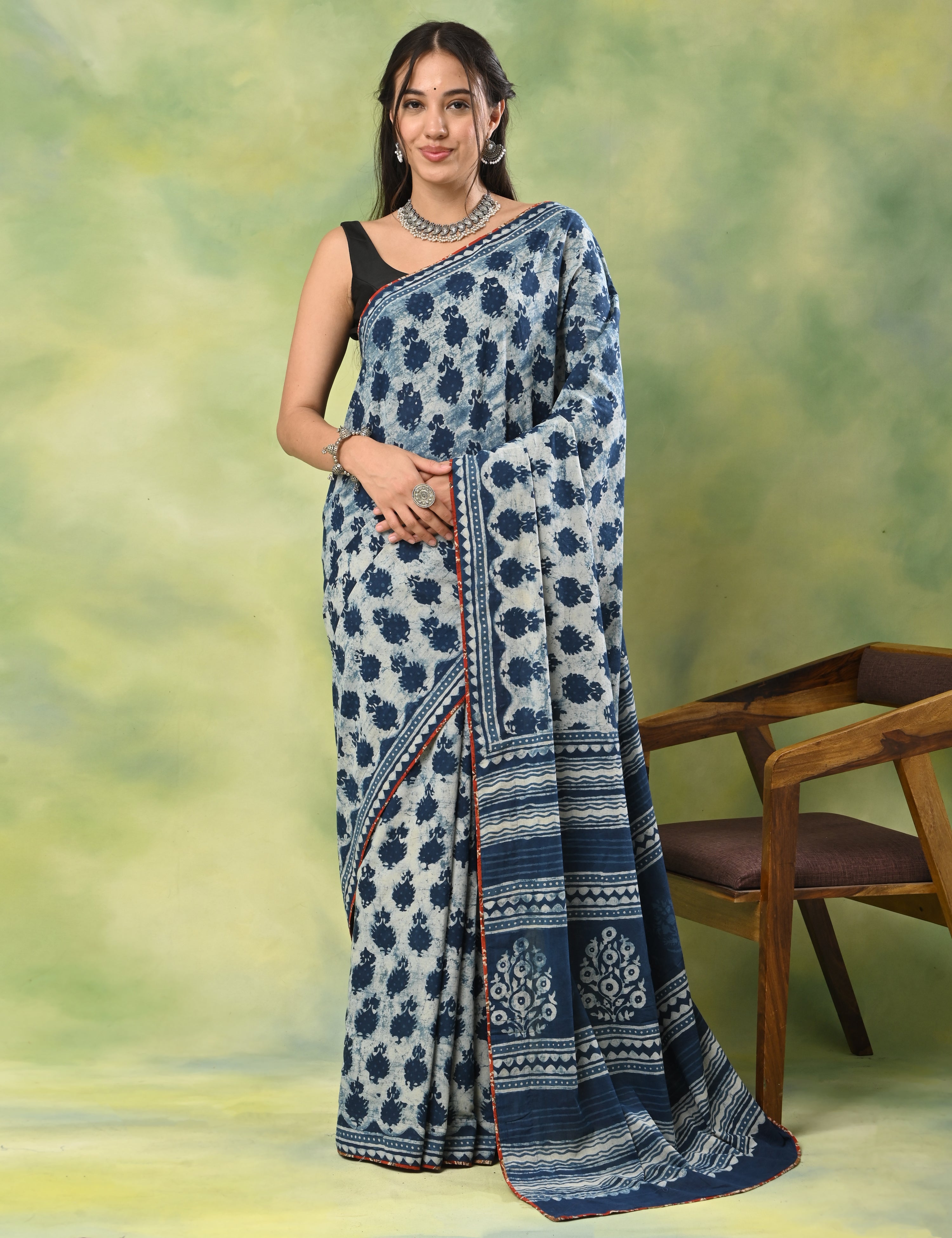 Mel Jol Indigo Dabu Saree