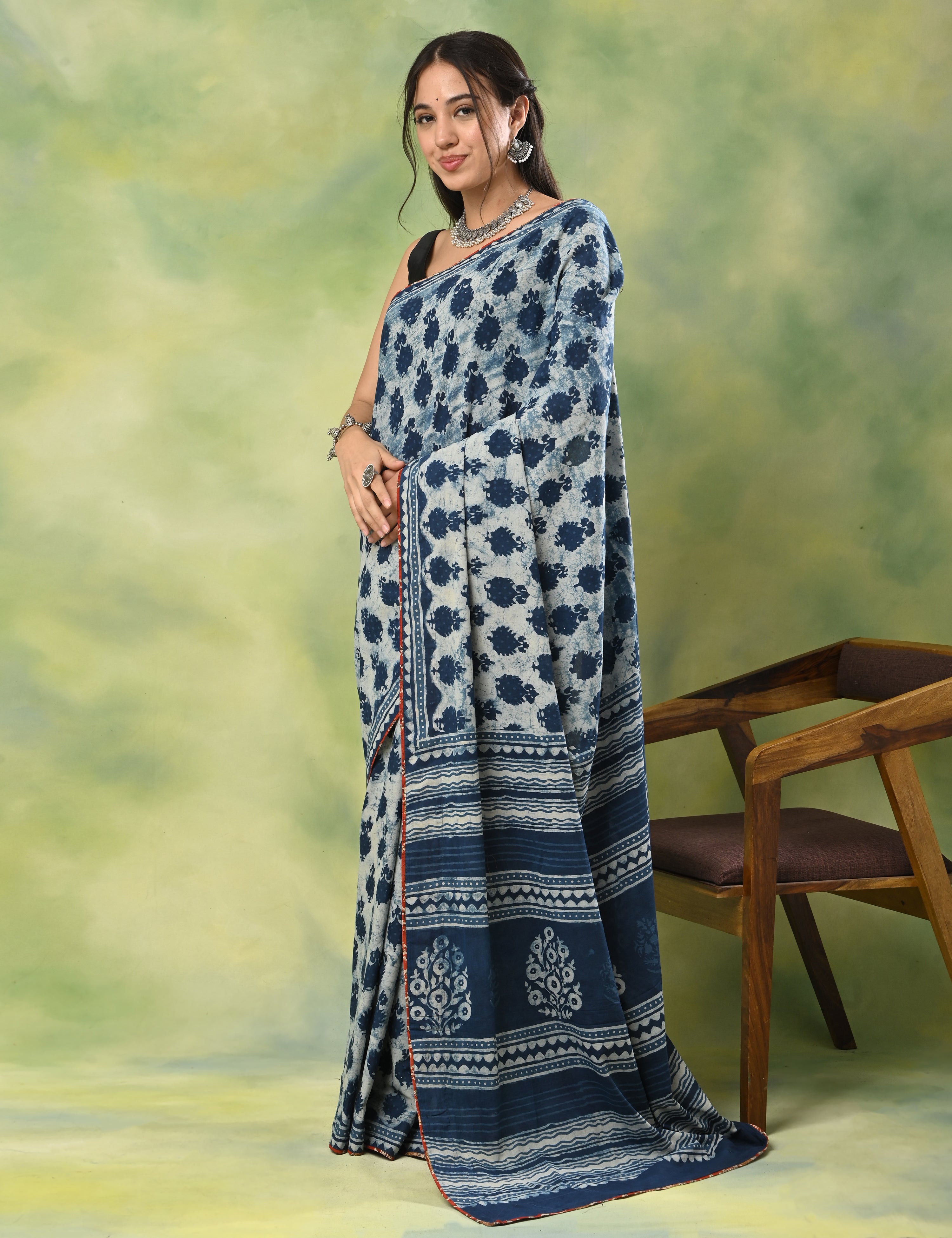 Mel Jol Indigo Dabu Saree
