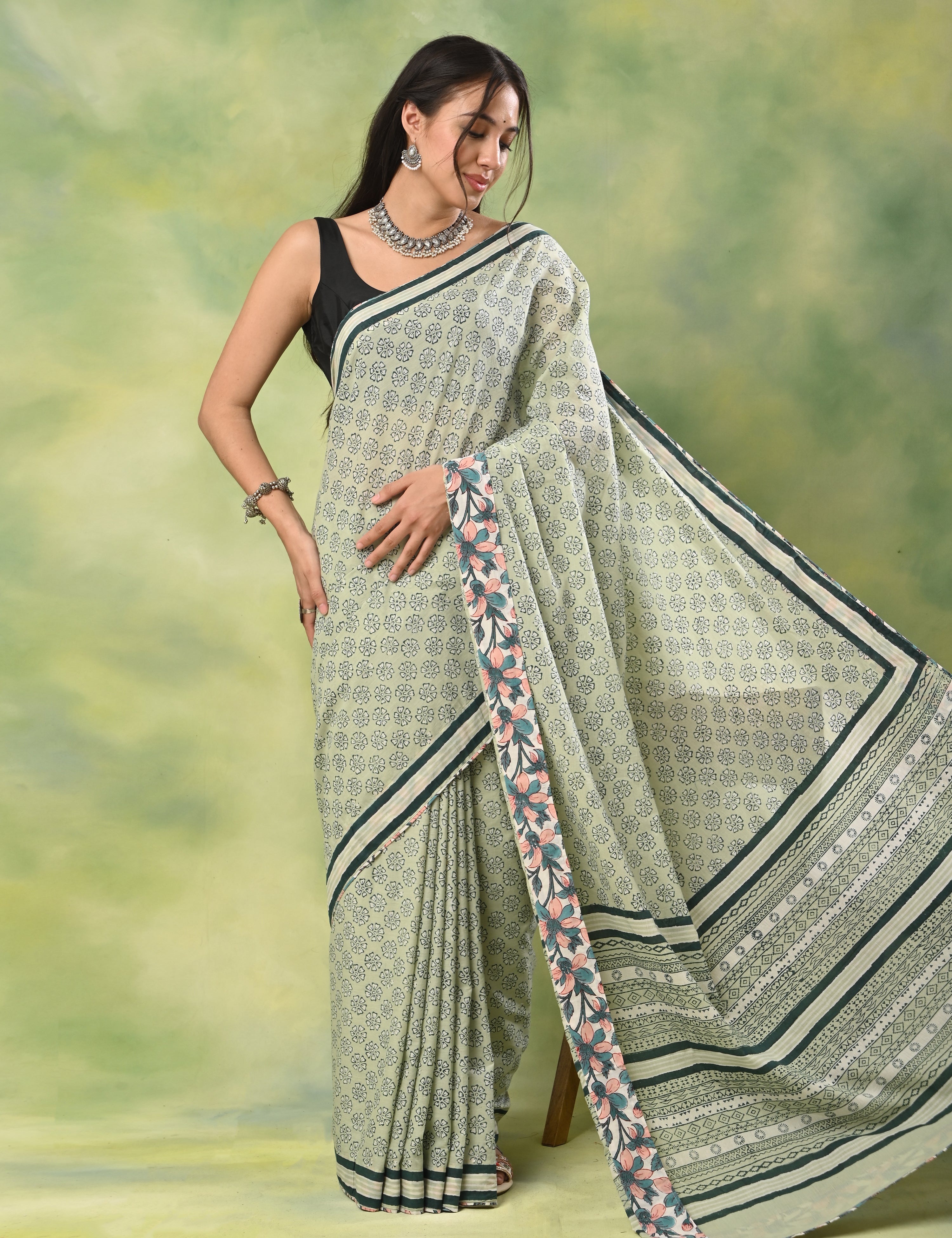 Mel Jol Mint Dabu Saree