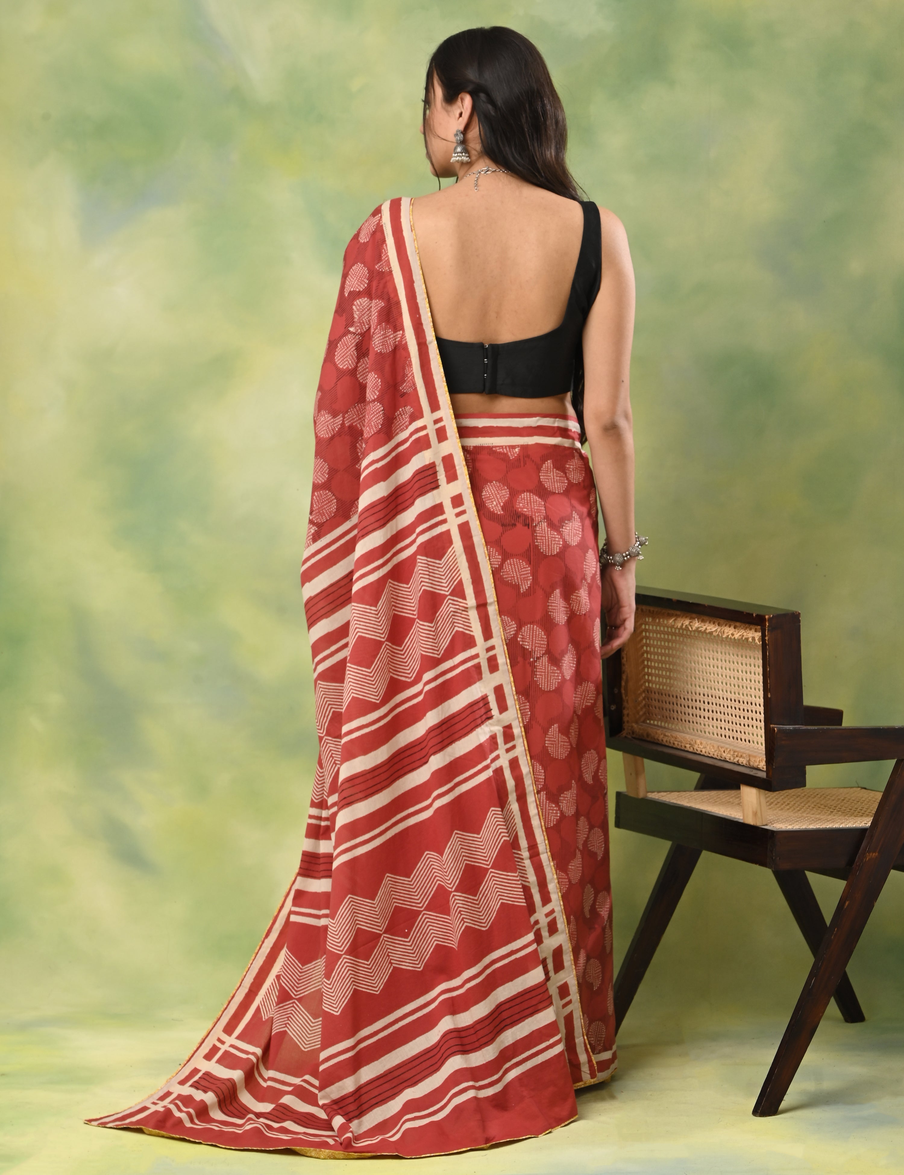 Mel Jol Maroon Dabu Saree
