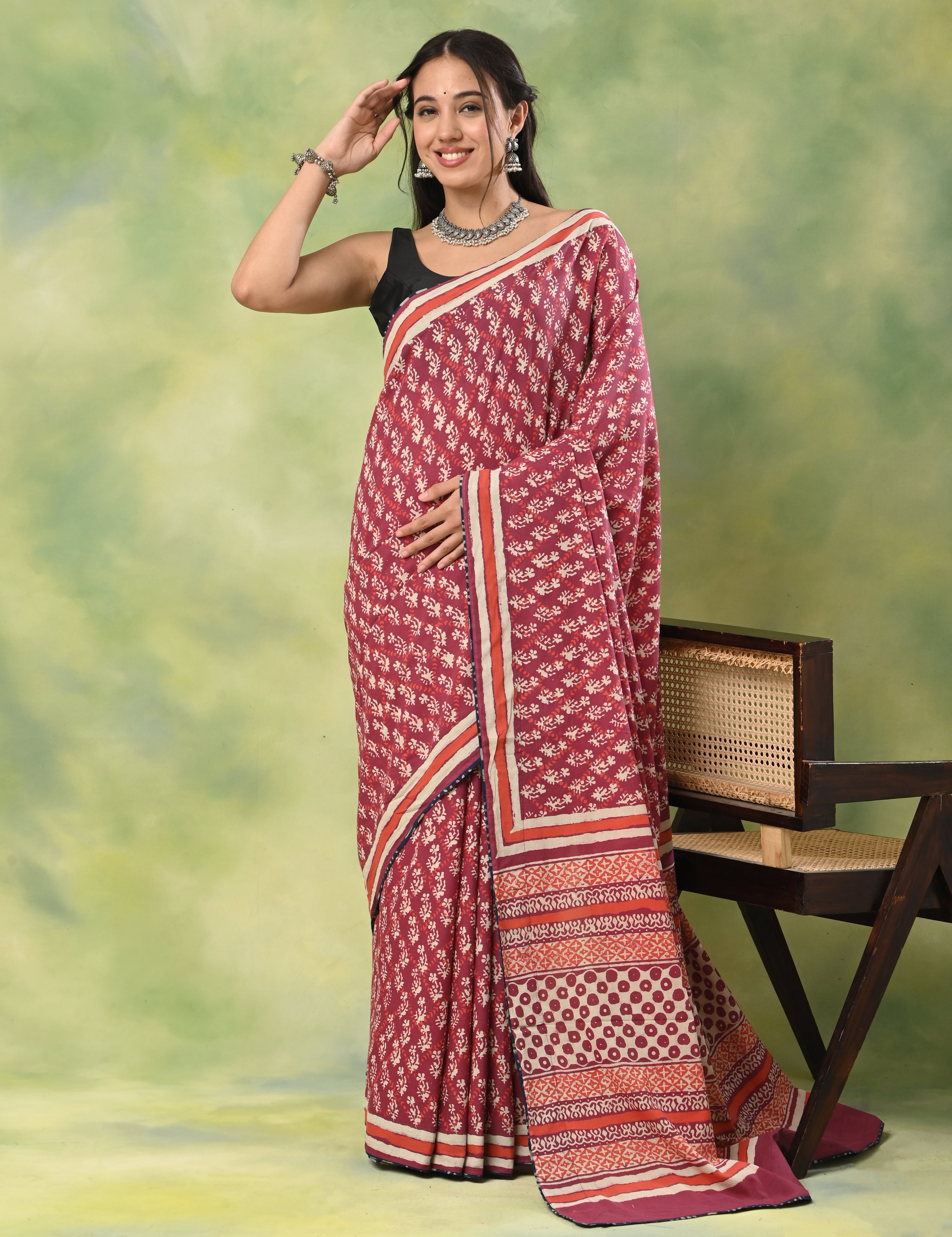 Mel Jol Magenta Dabu Saree
