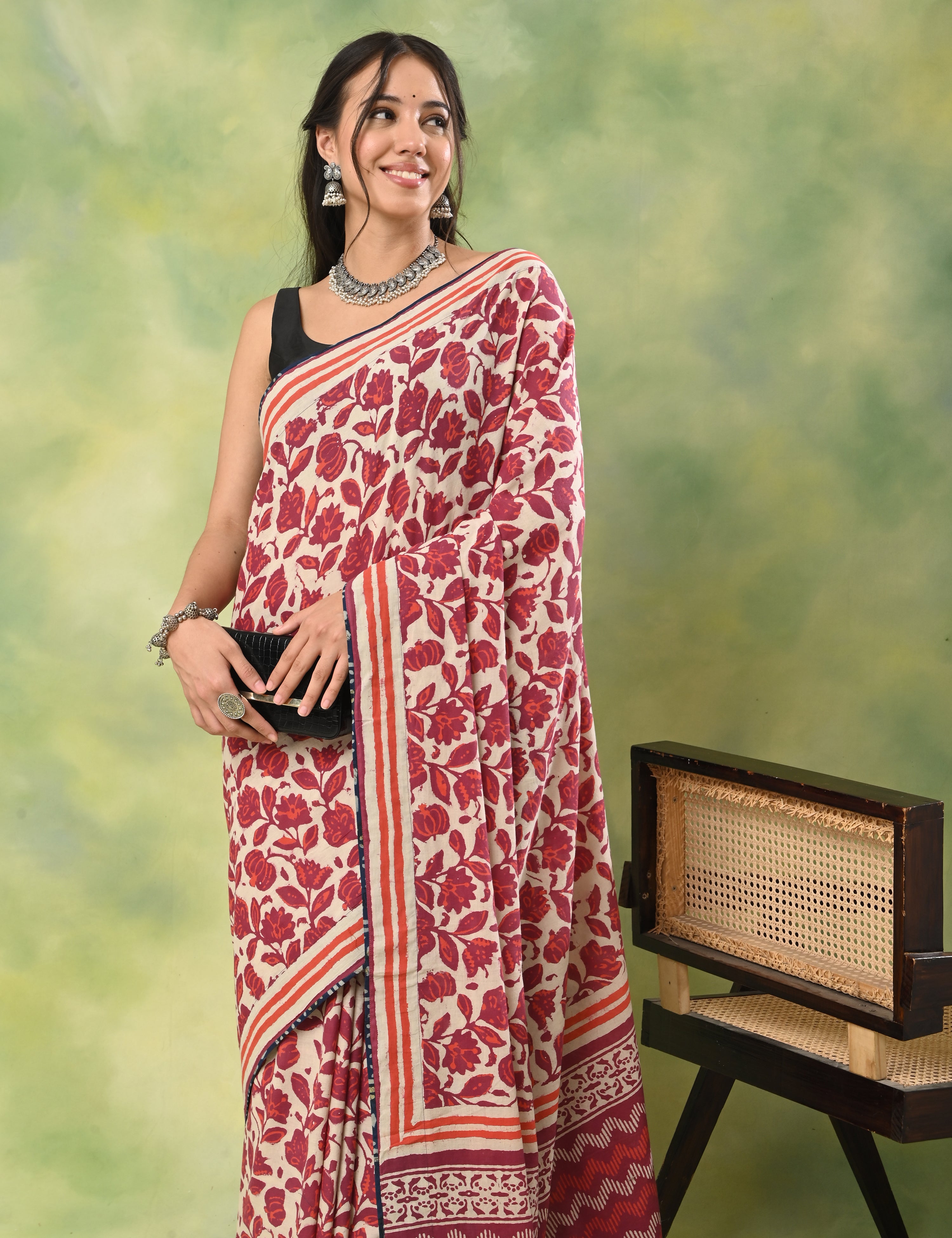 Mel Jol Off White Dabu Saree