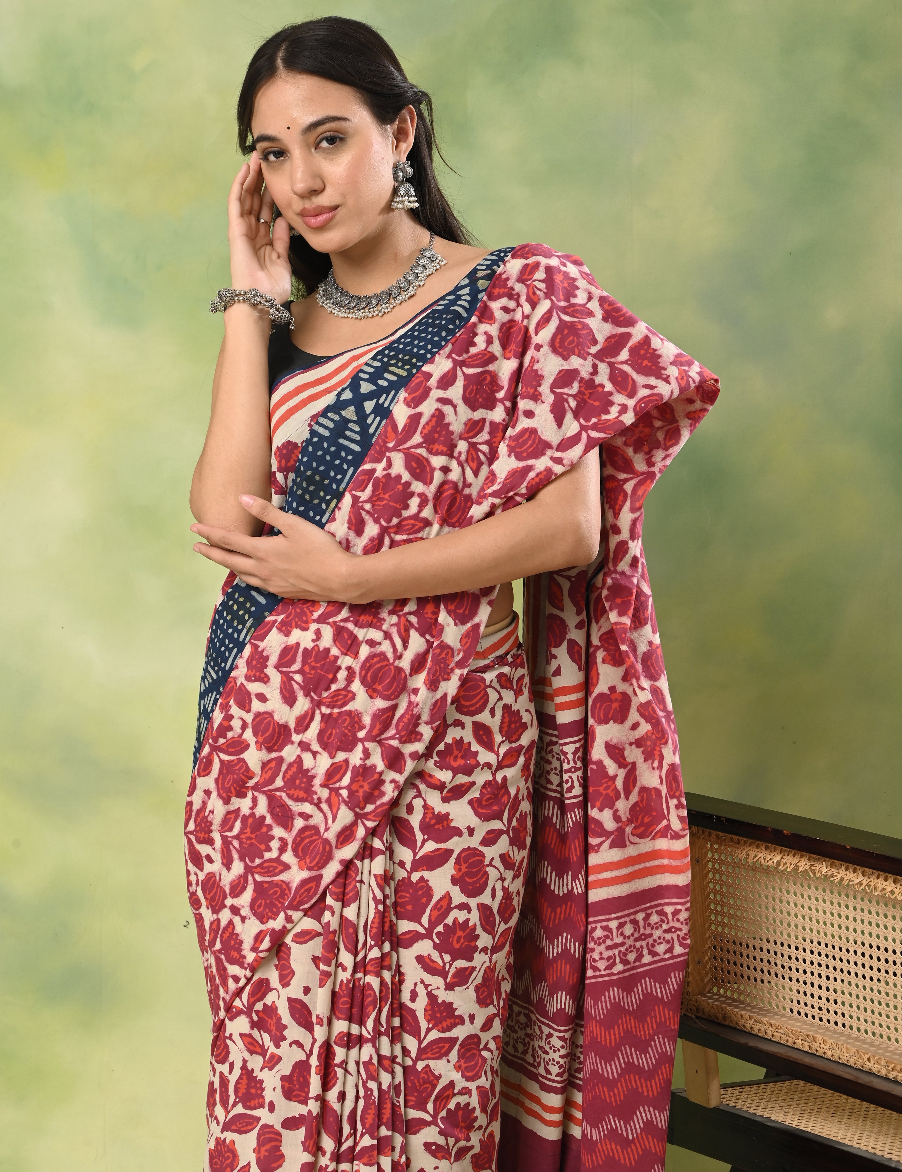 Mel Jol Off White Dabu Saree