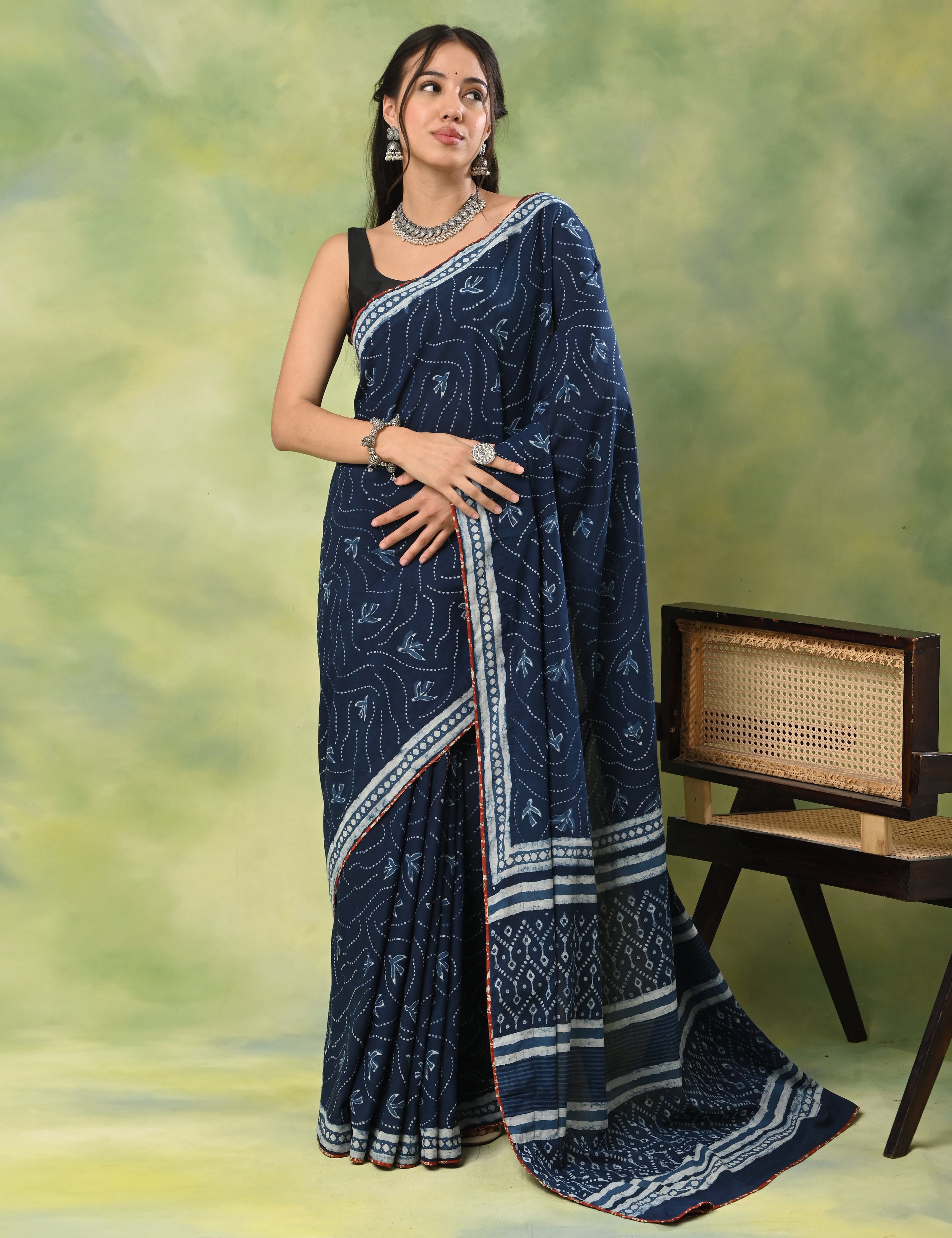 Mel Jol Navy Dabu Saree