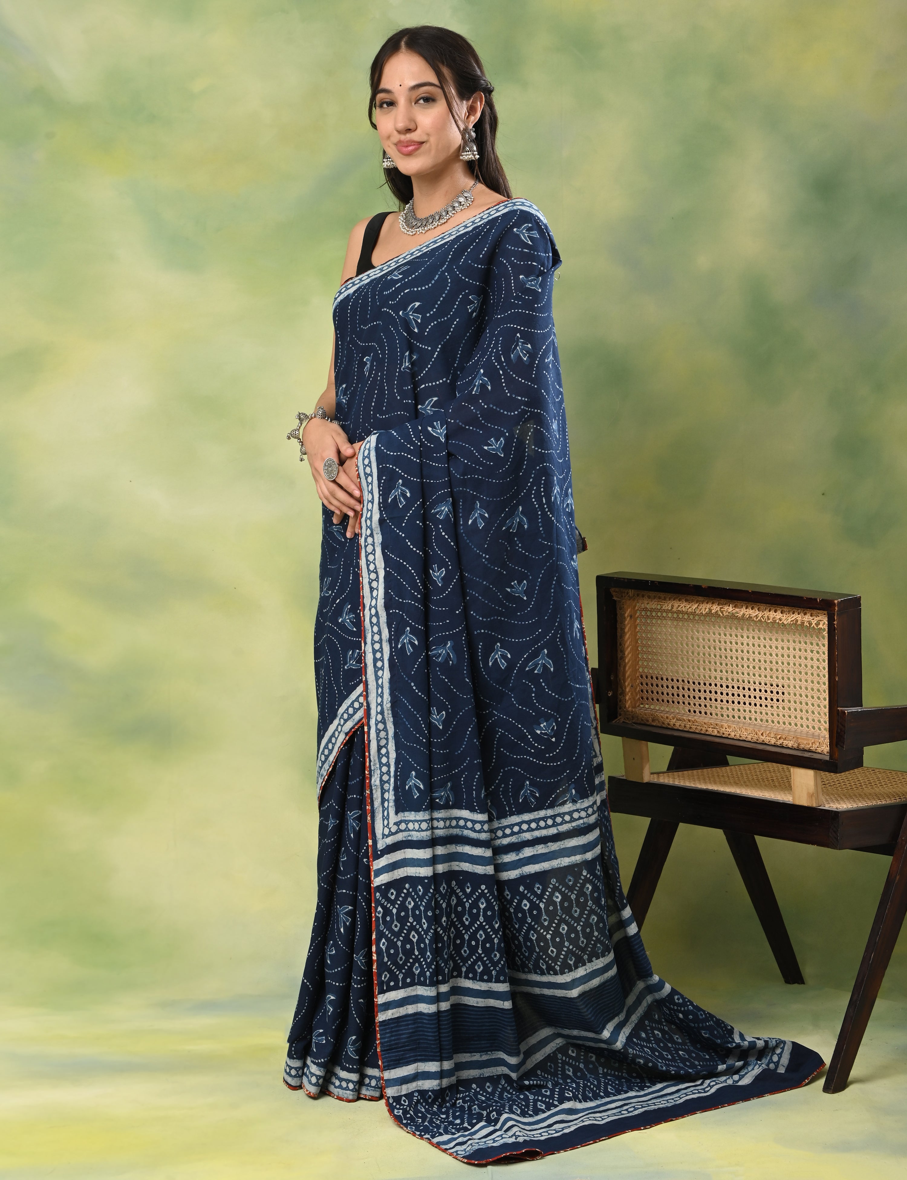 Mel Jol Navy Dabu Saree