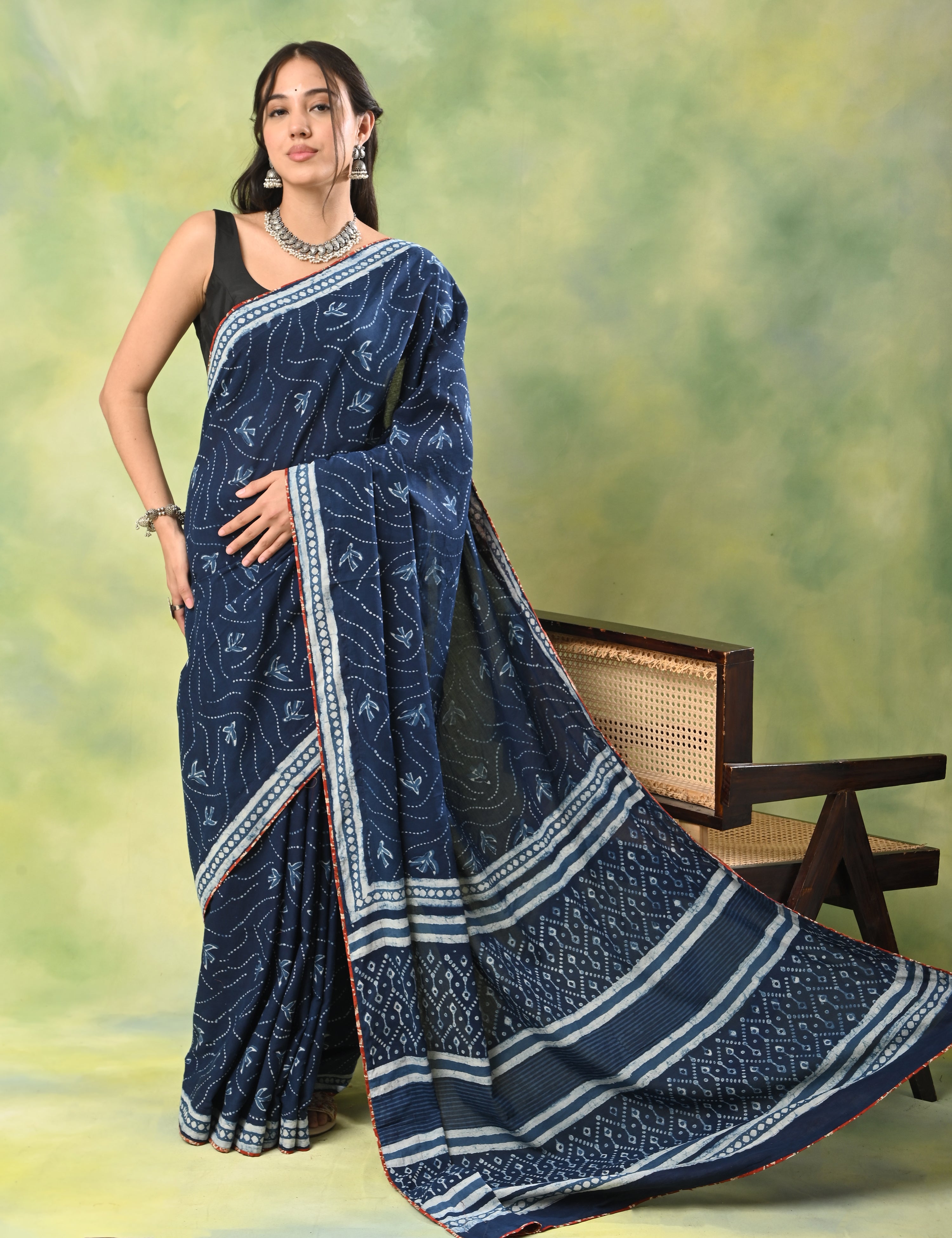 Mel Jol Navy Dabu Saree
