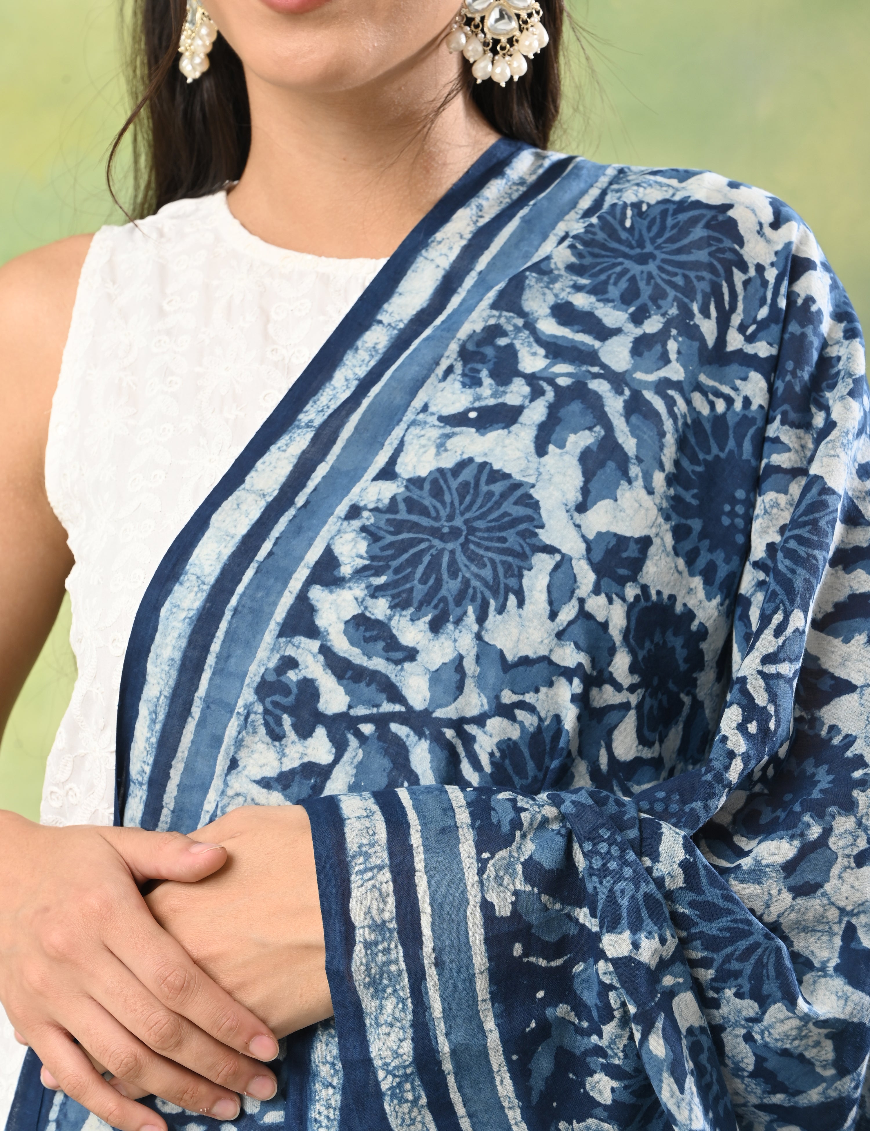 Pushkarini Indigo Block Print Dupatta
