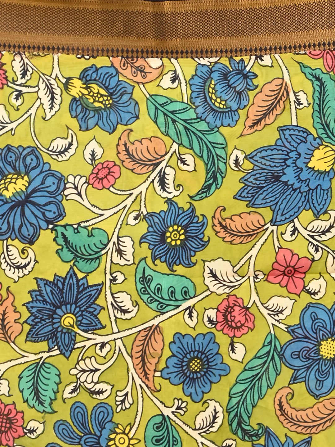 Manjari Blue Pen Kalamkari Saree