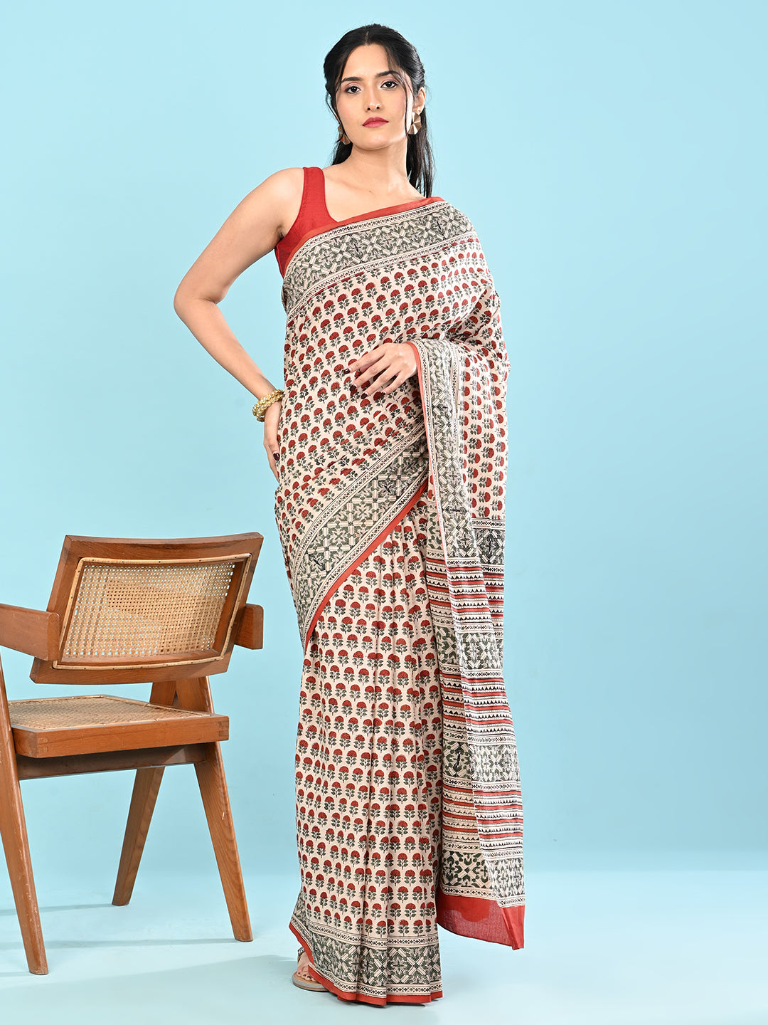 Chaap Multicolor Bagru Saree