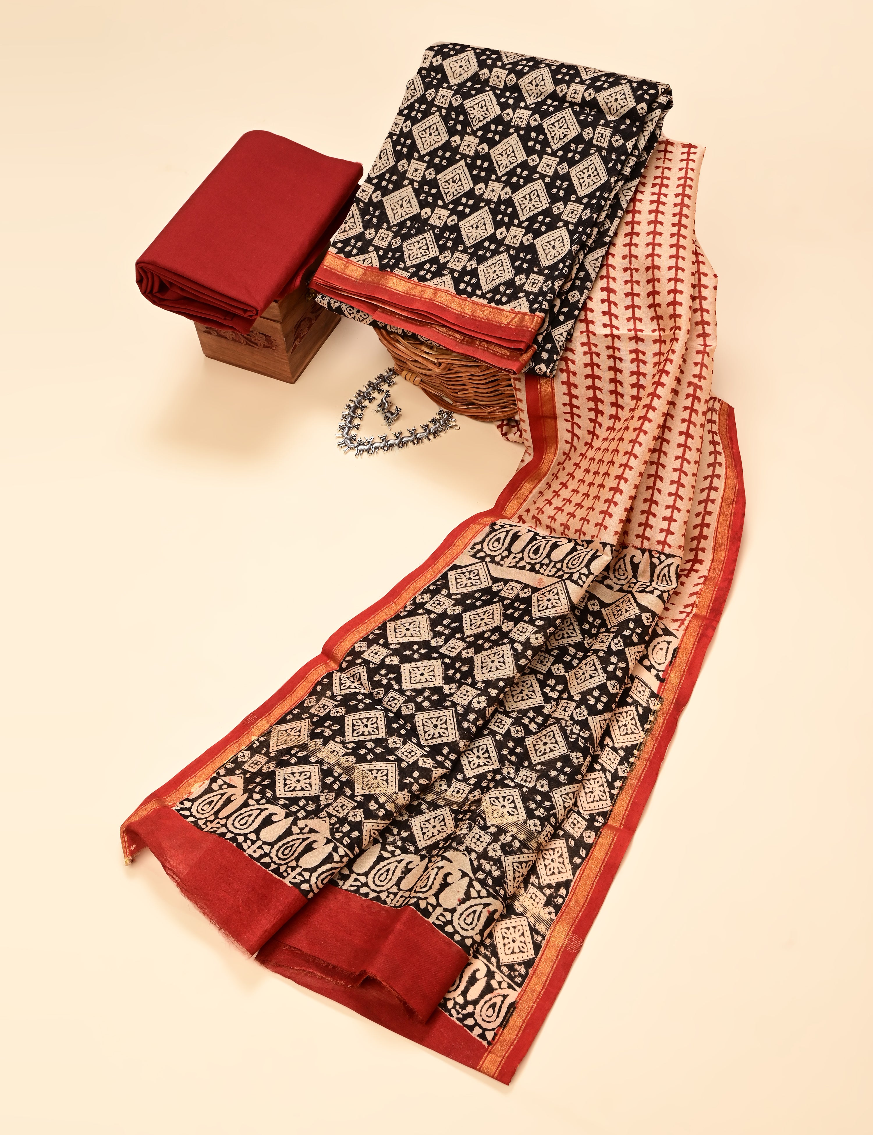 Rangoli Multicolored Bagru Dress Material