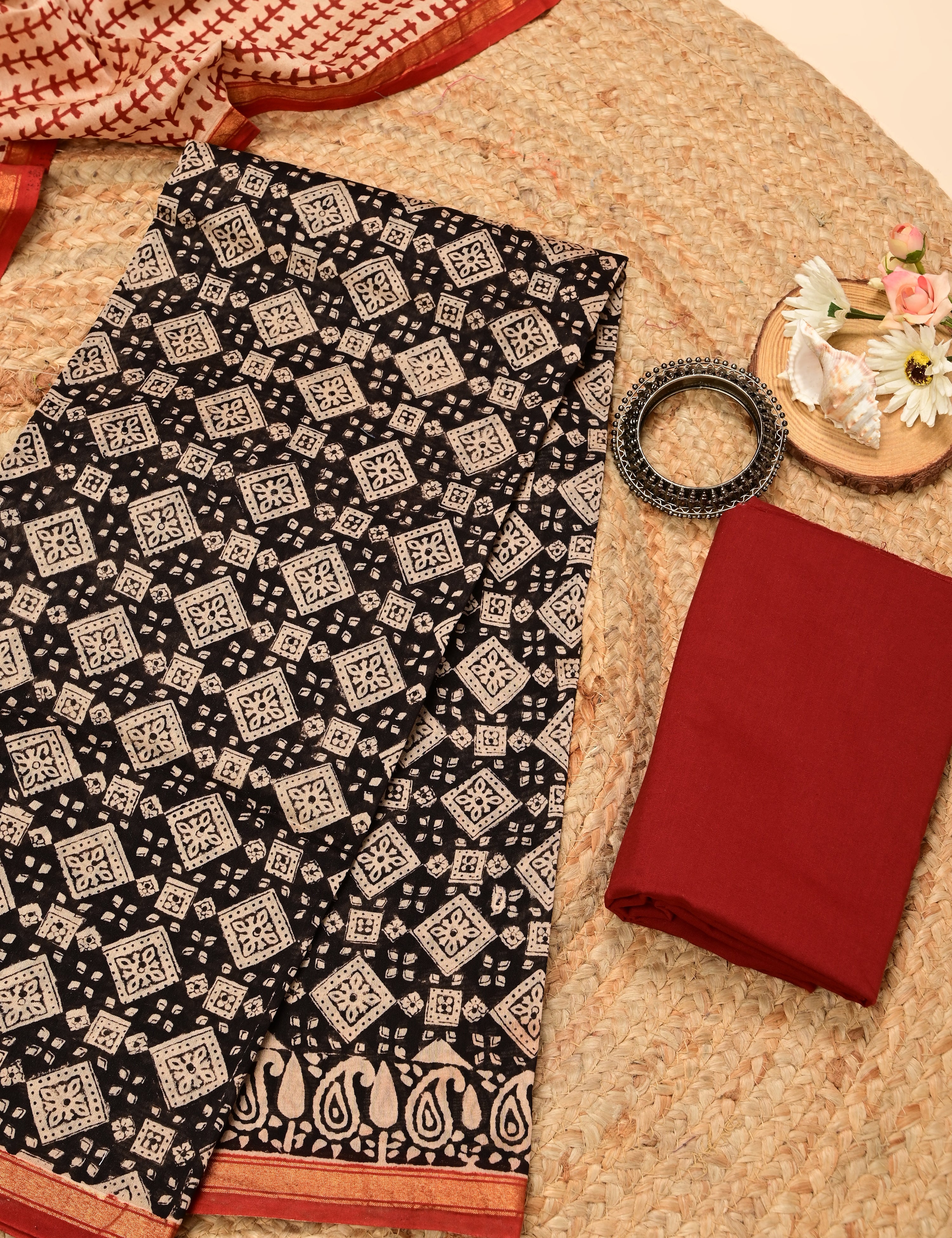 Rangoli Multicolored Bagru Dress Material