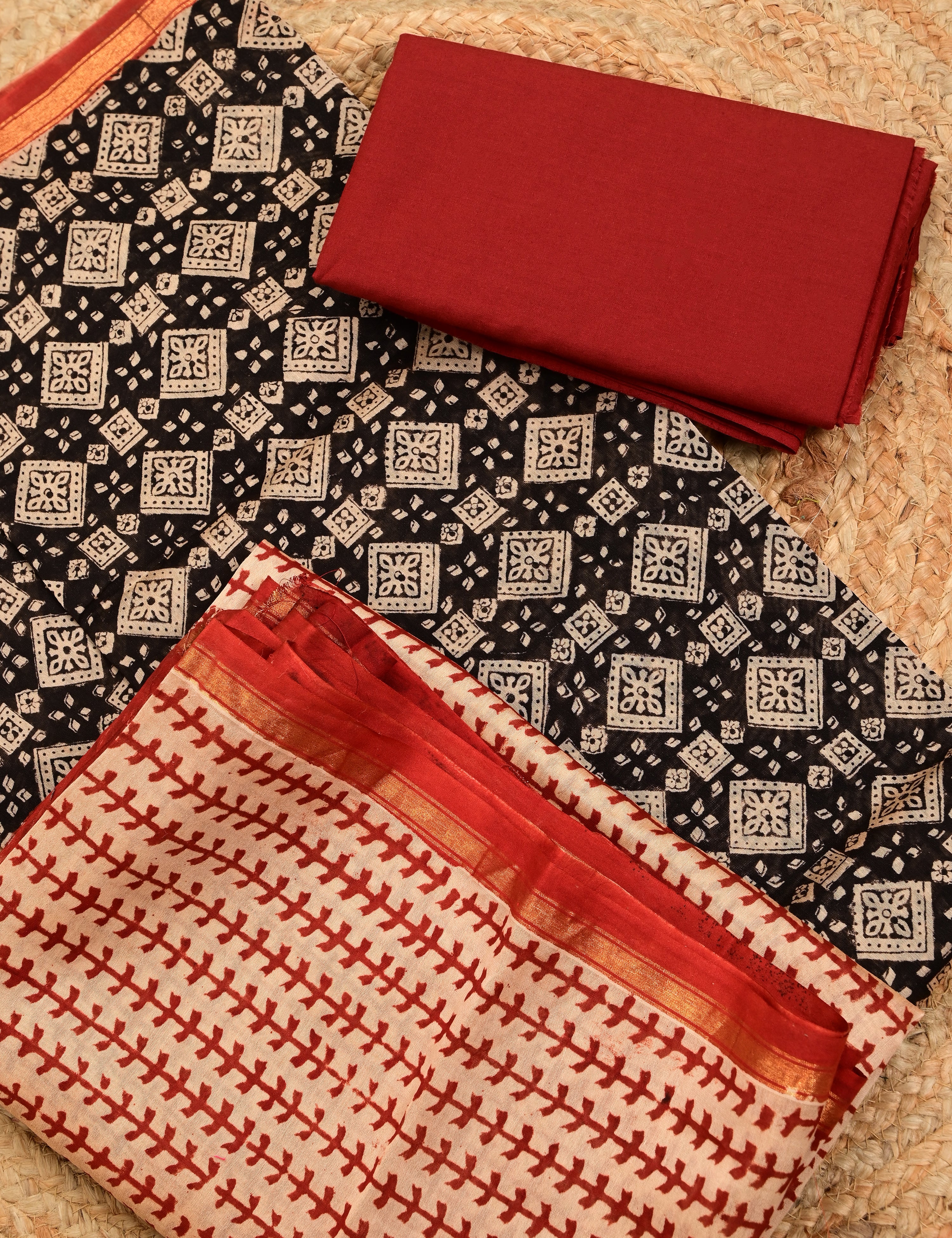 Rangoli Multicolored Bagru Dress Material