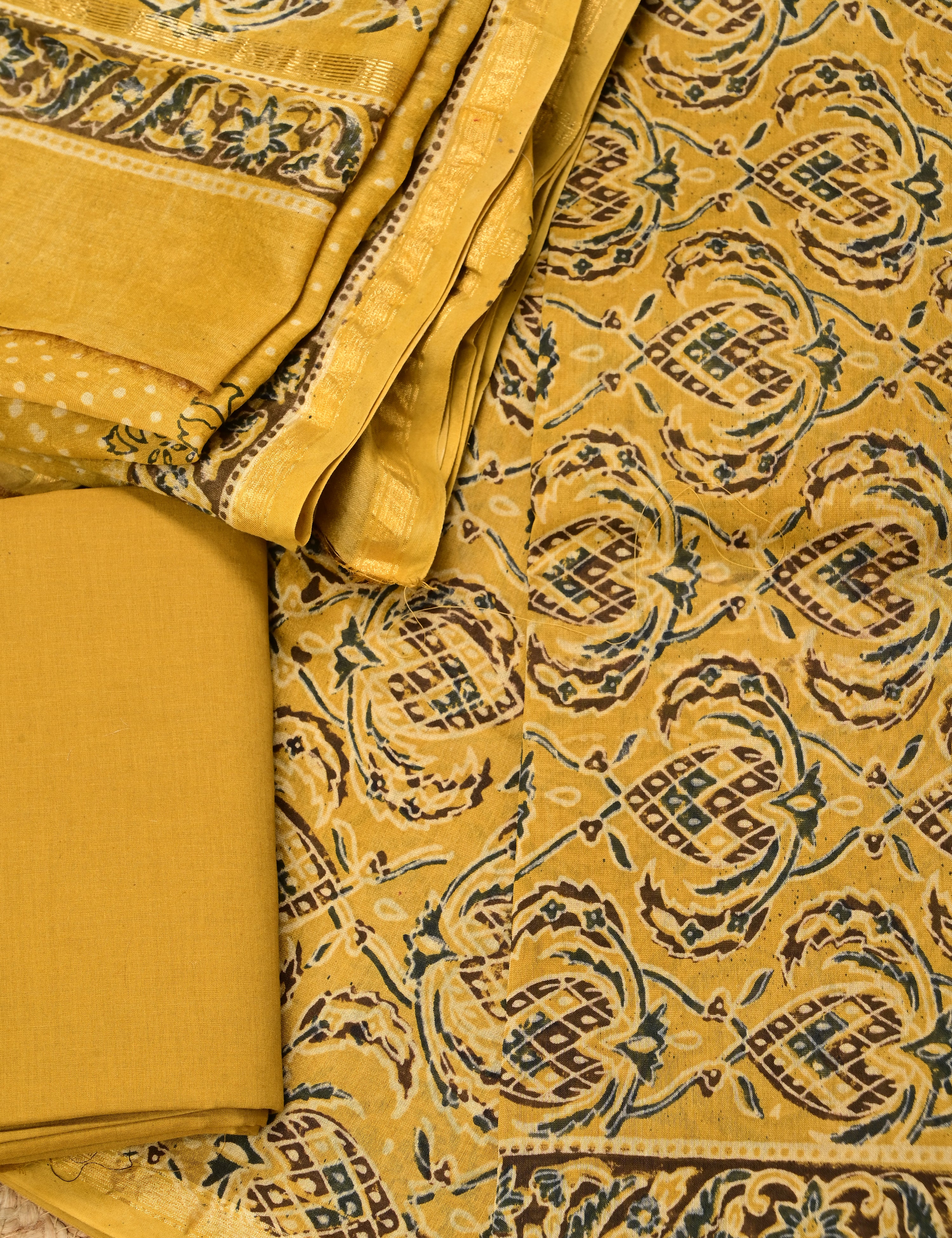 Durga Mustard Ajrakh Dress Material