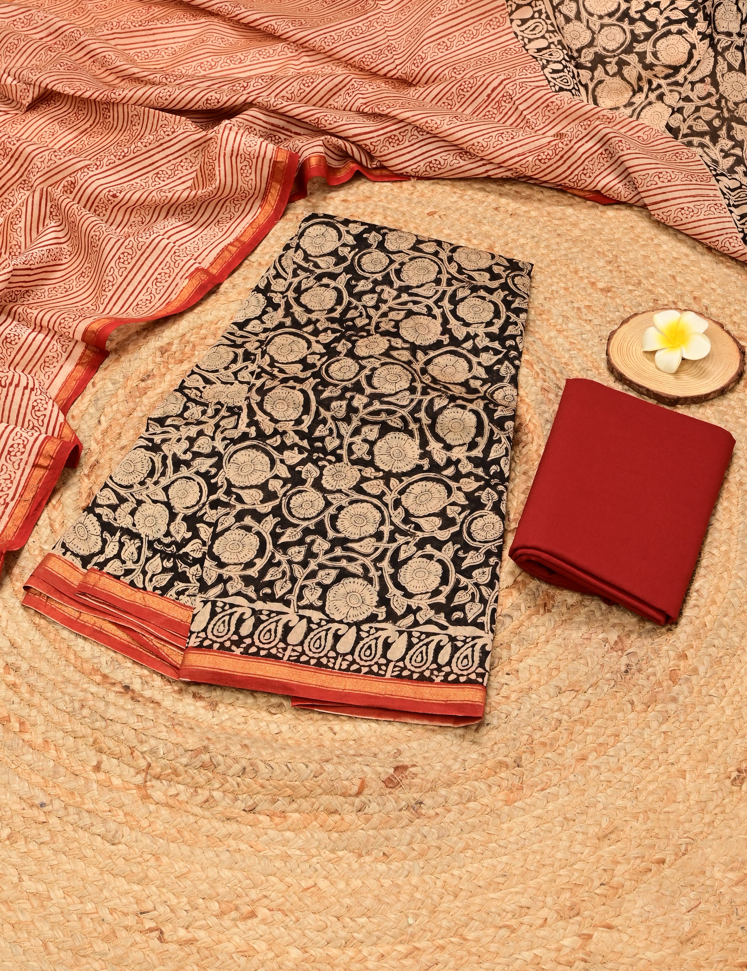 Jaal Multicolored Bagru Dress Material