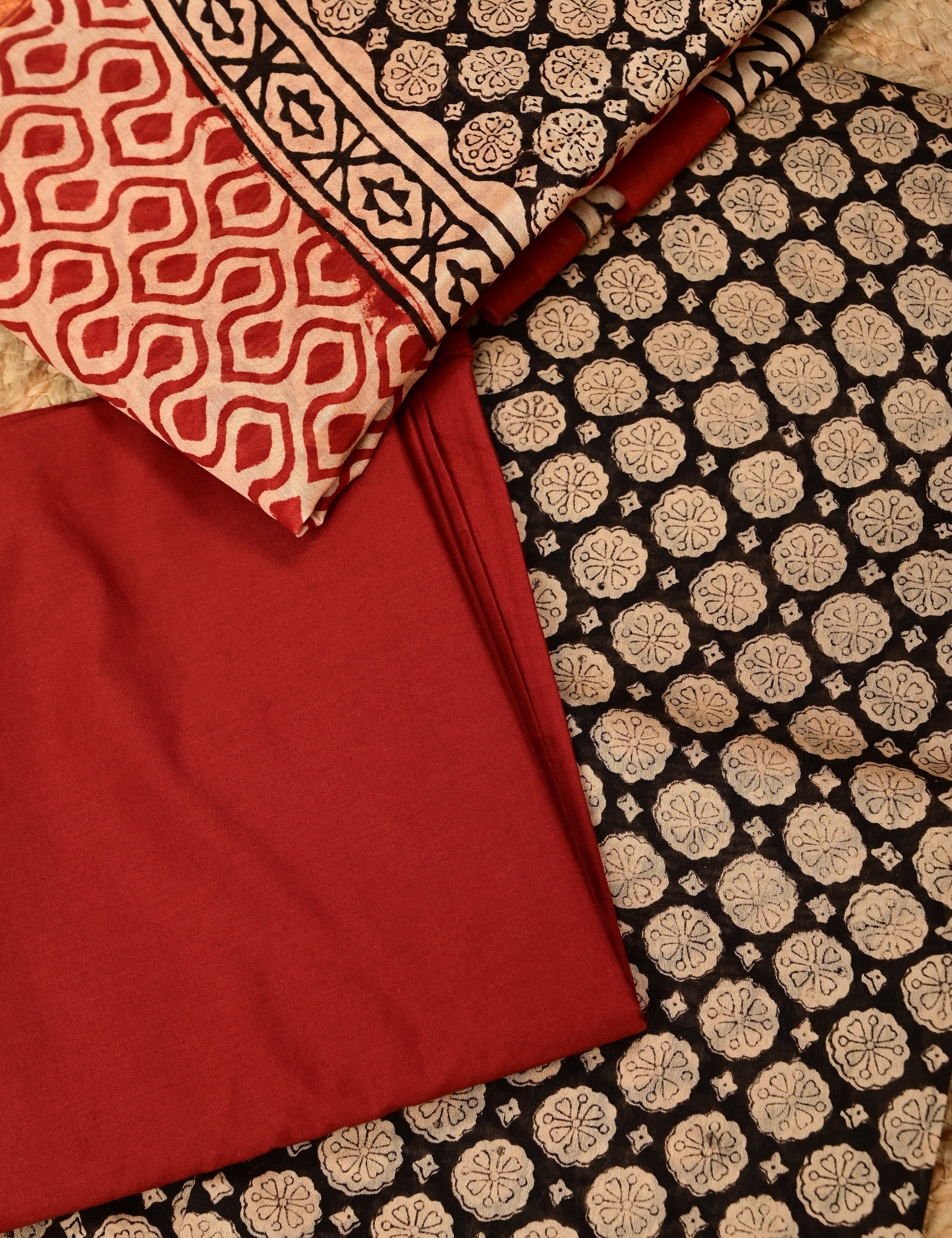 Mudra Multicolored Bagru Dress Material