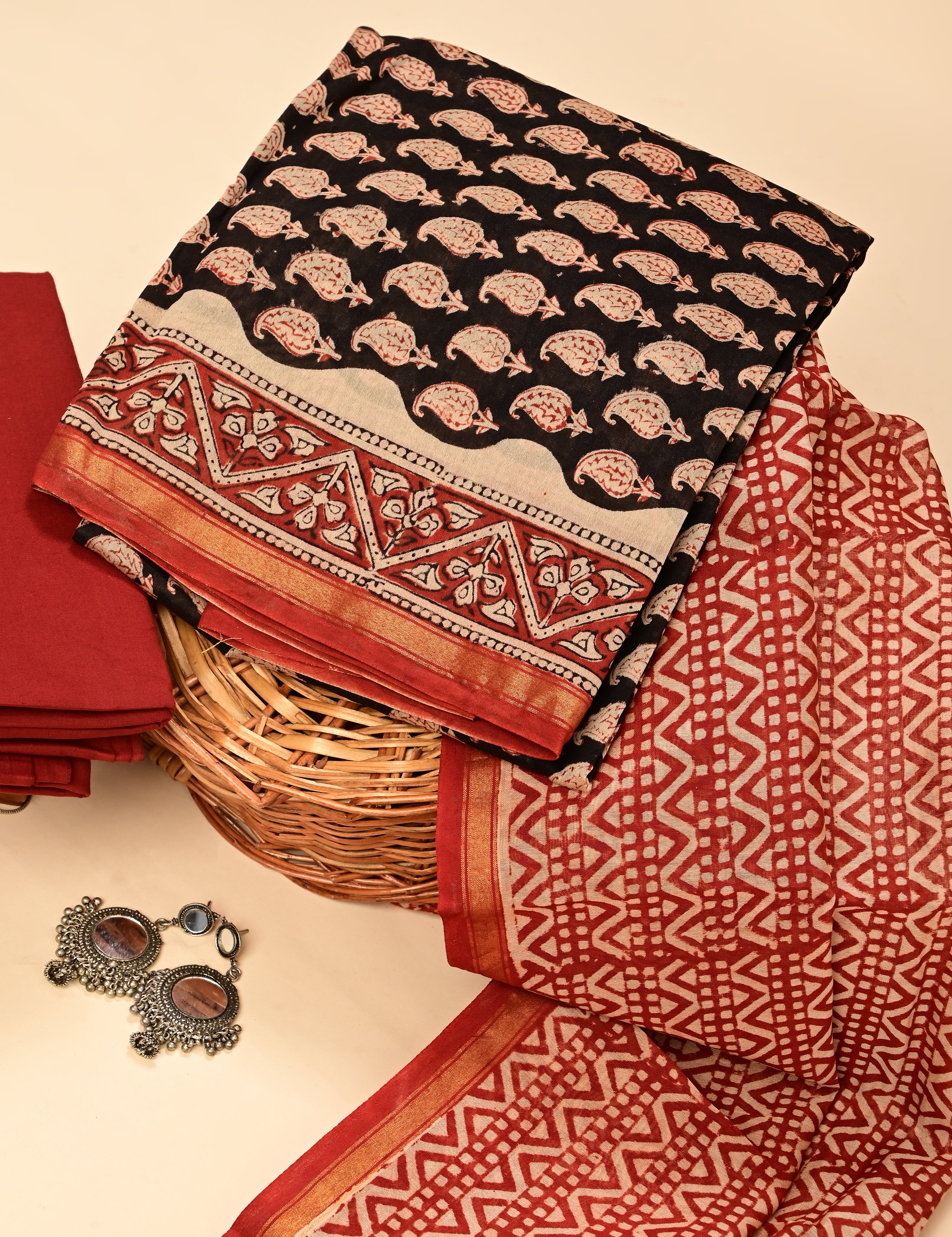 Paisley Multicolored Bagru Dress Material