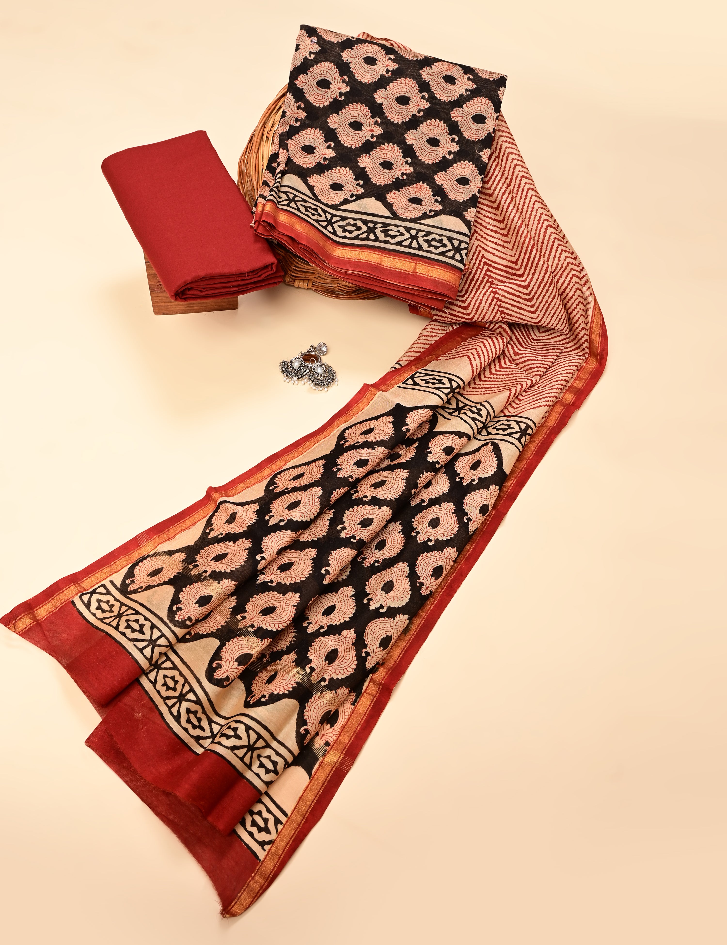 Aina Multicolored Bagru Dress Material