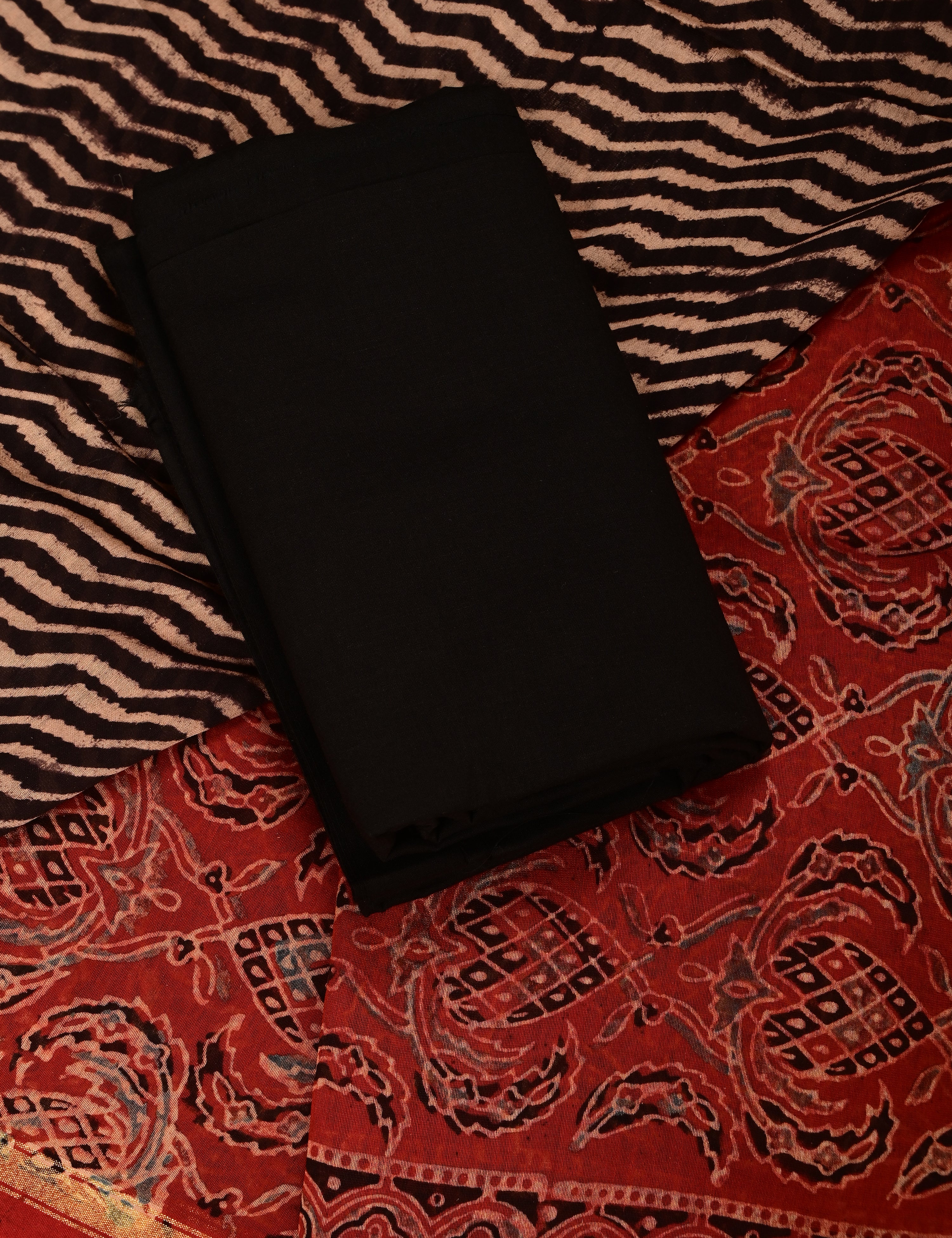 Durga Red Ajrakh Dress Material