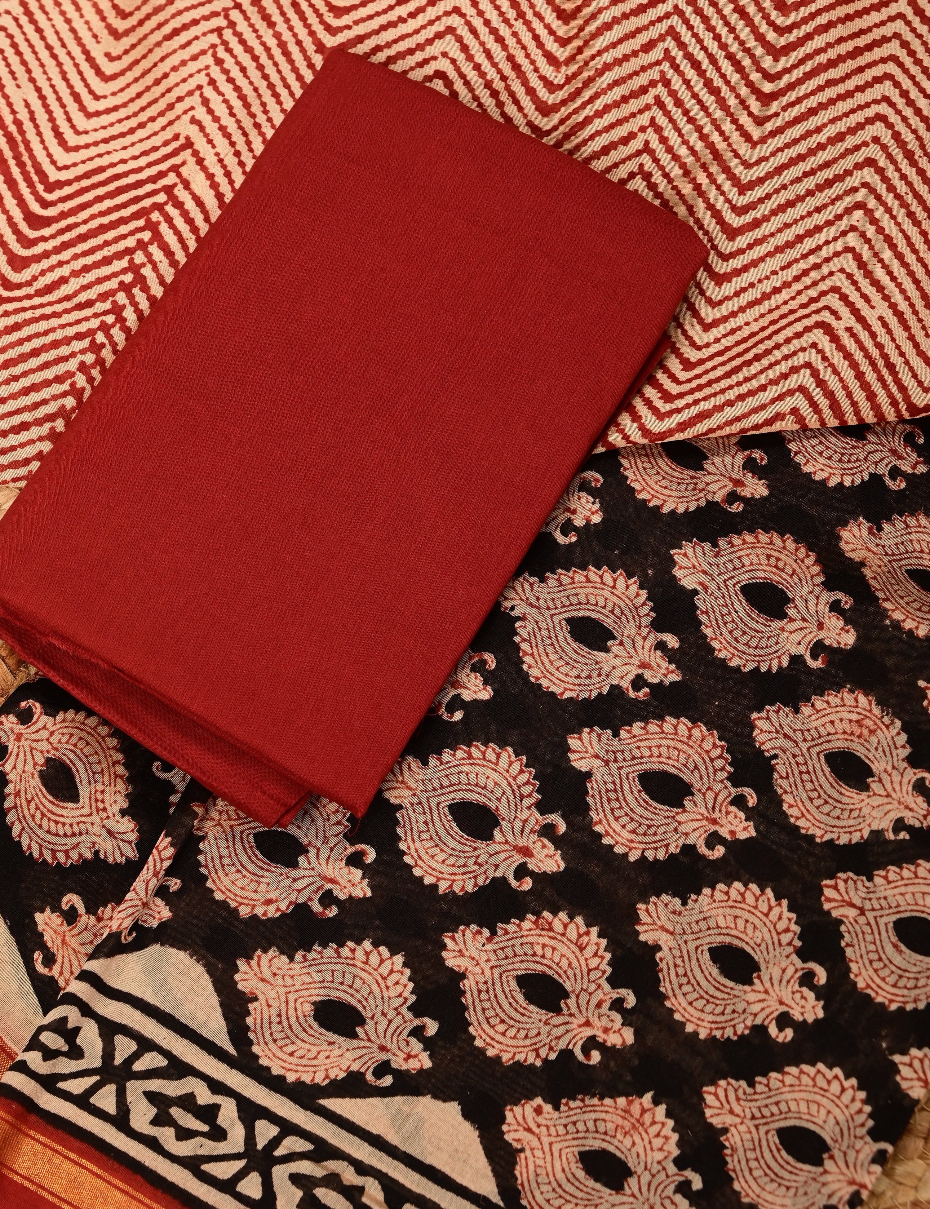 Aina Multicolored Bagru Dress Material