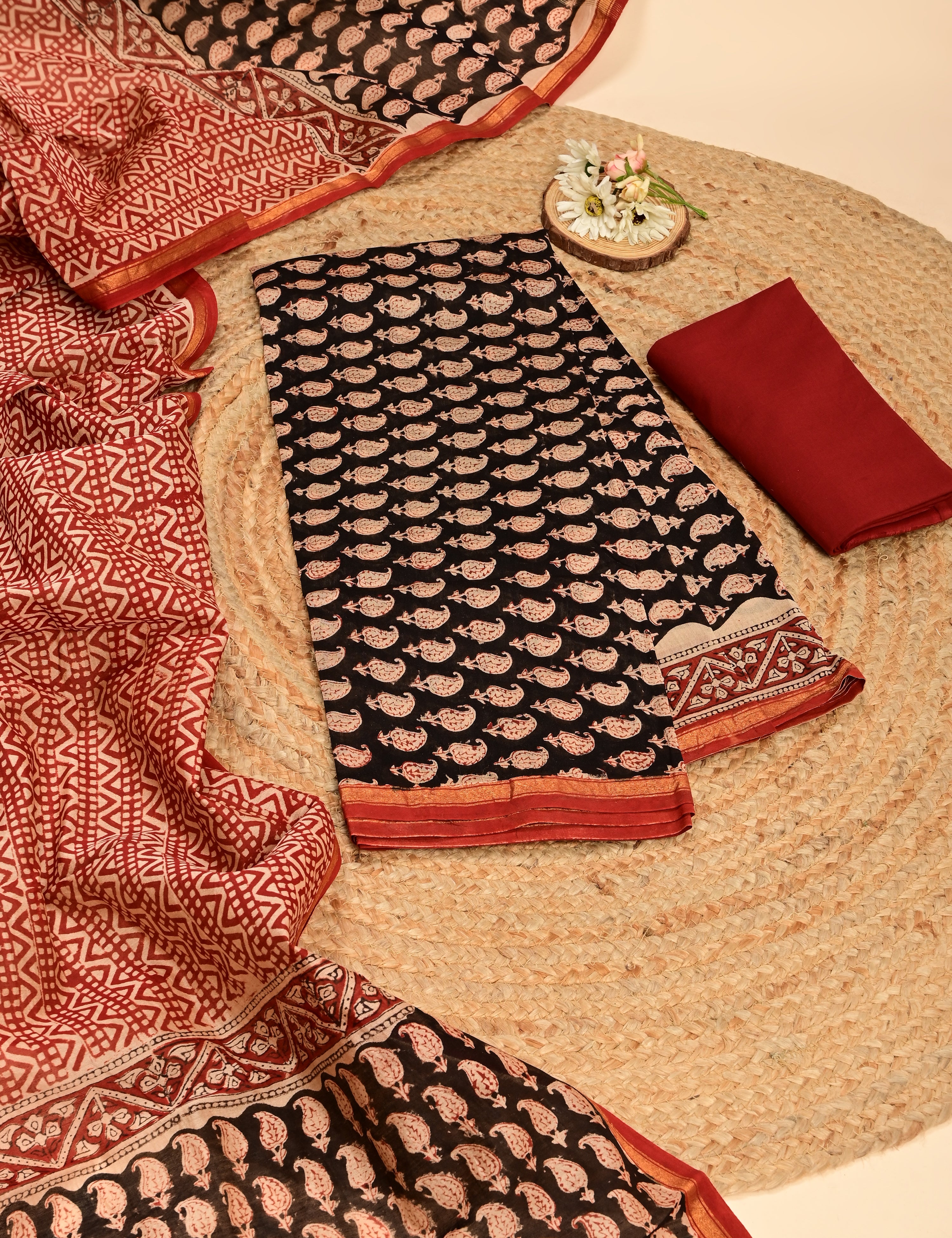 Paisley Multicolored Bagru Dress Material