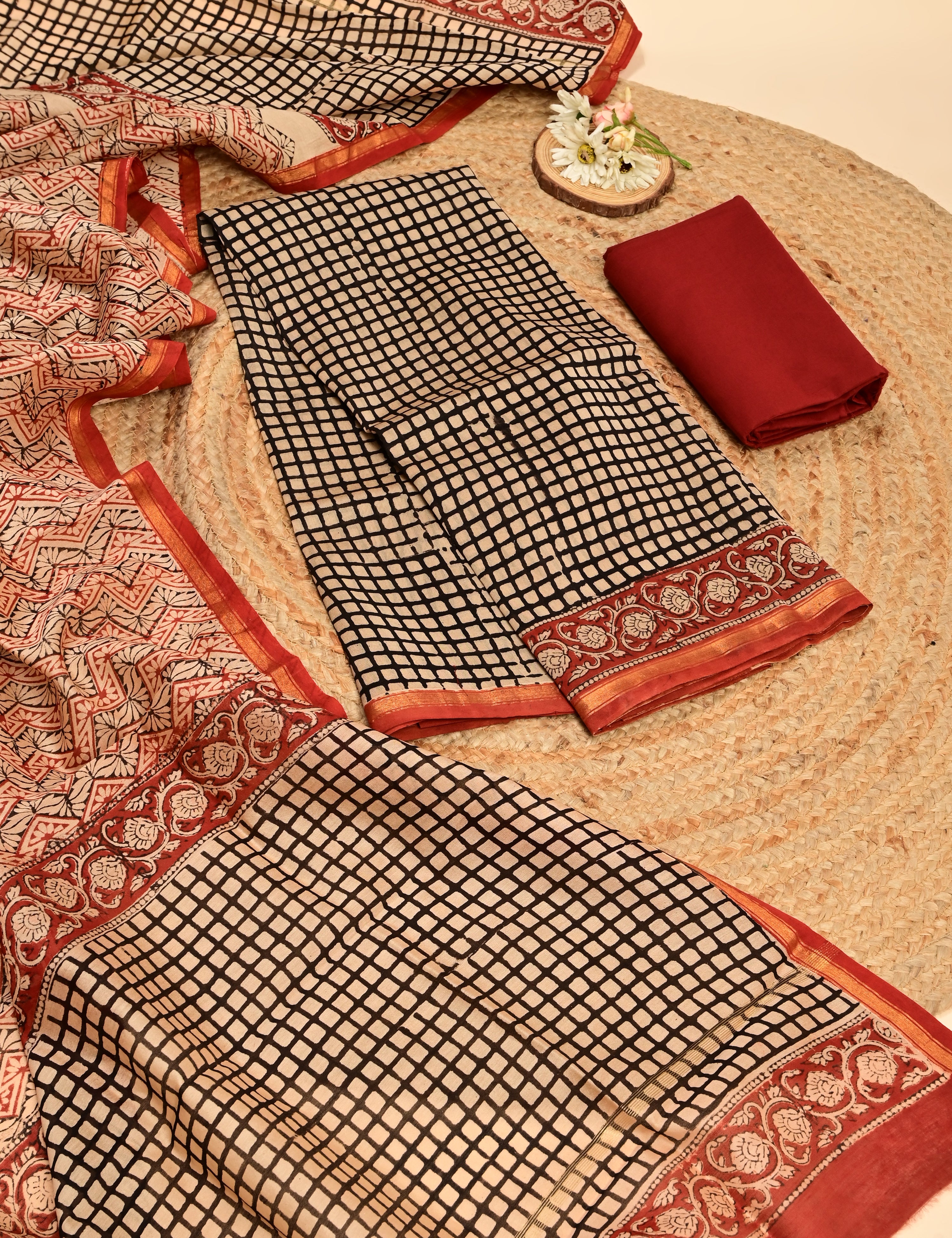 Shama Obsedian Bagru Dress Material