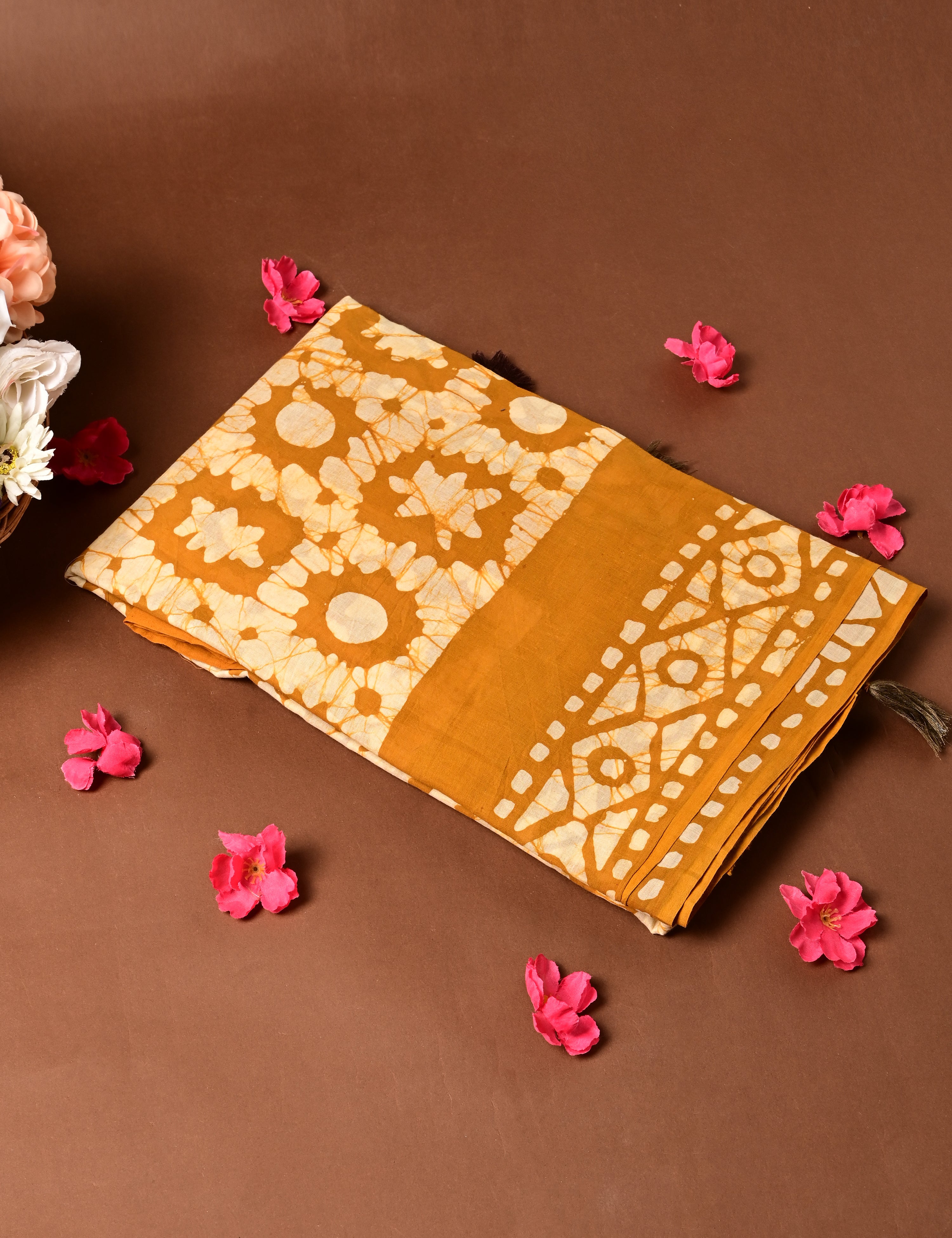 Nisarga Mustard Bagru Saree