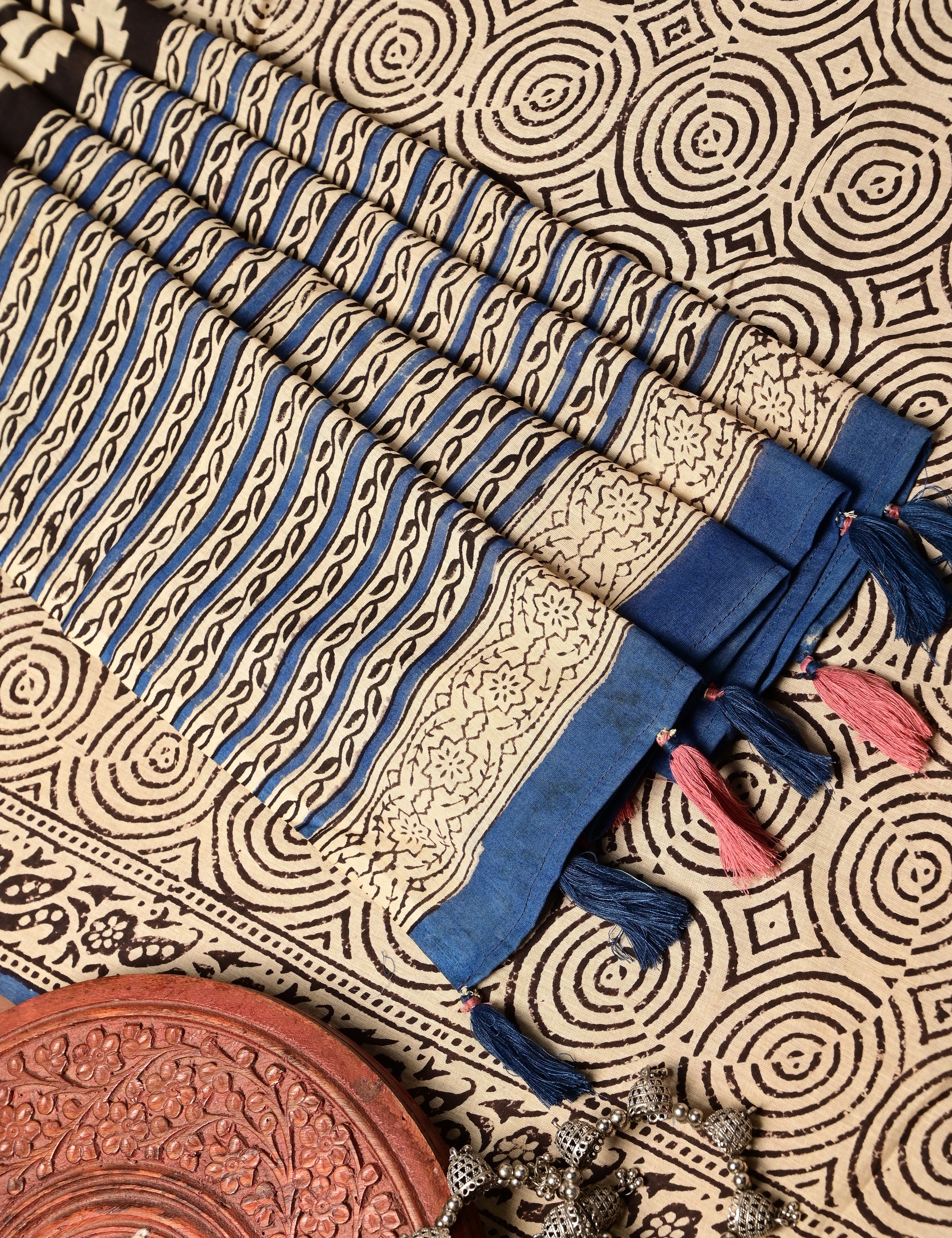 Nisarga Cream Bagru Saree