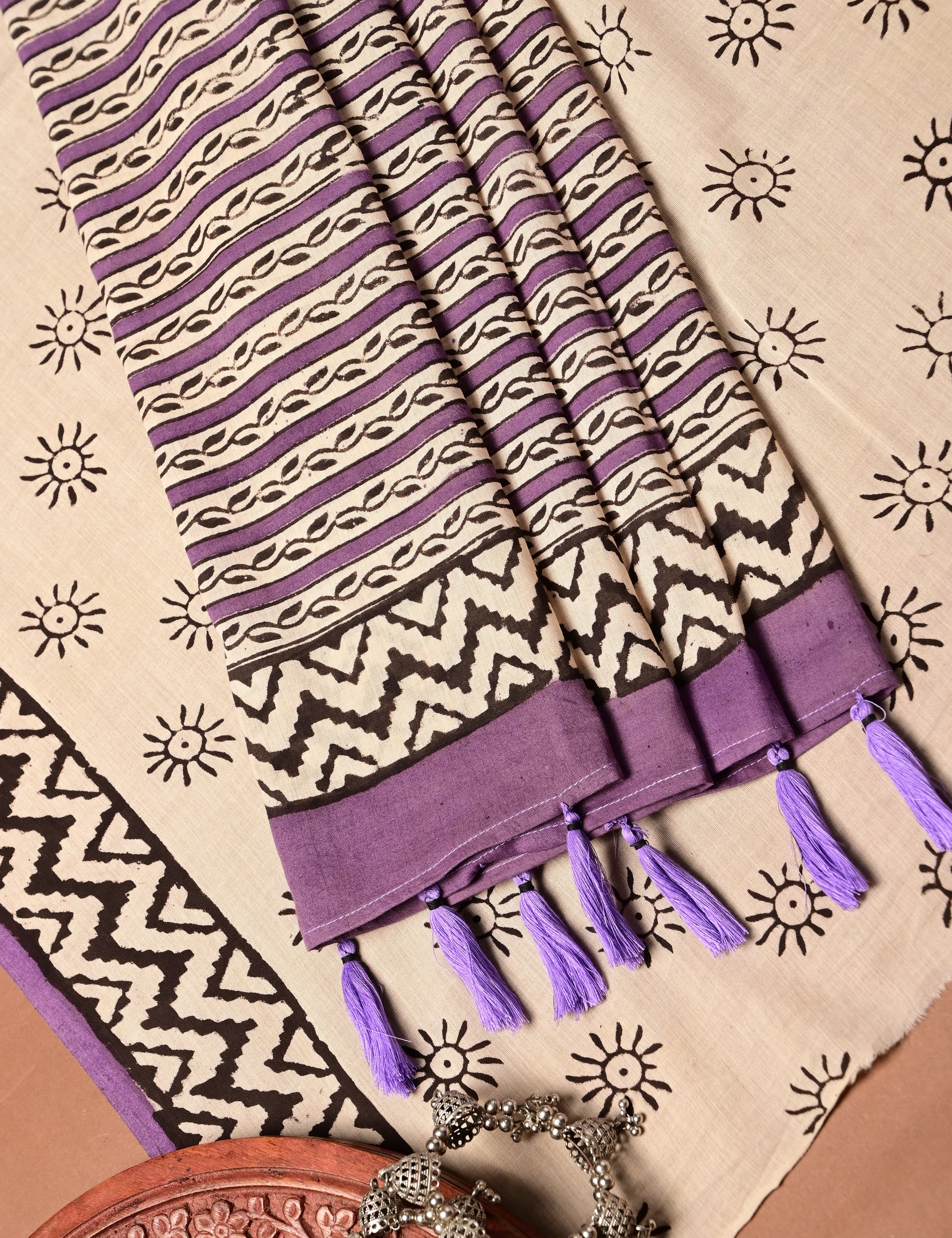 Nisarga Off White Bagru Saree