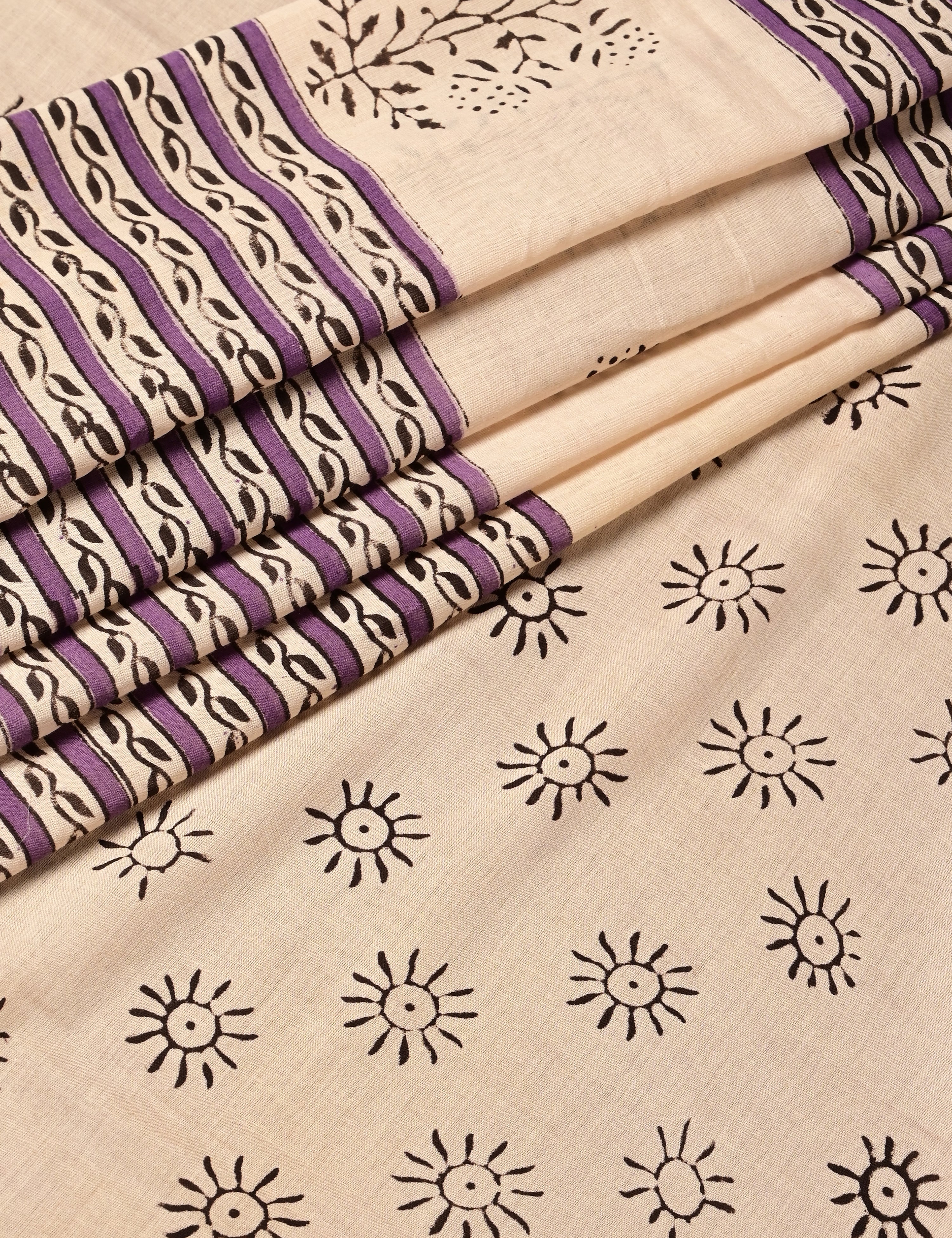 Nisarga Off White Bagru Saree