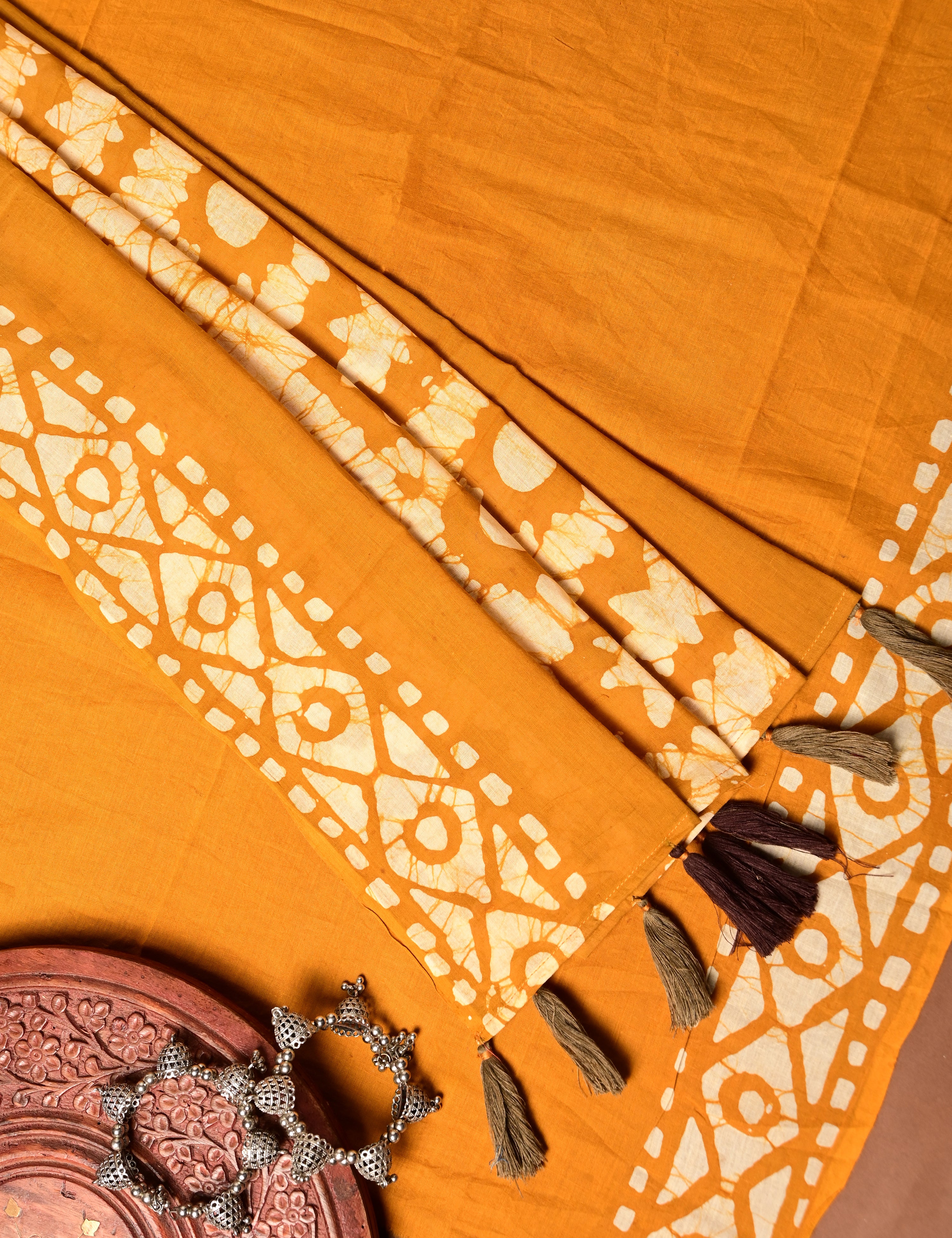 Nisarga Mustard Bagru Saree