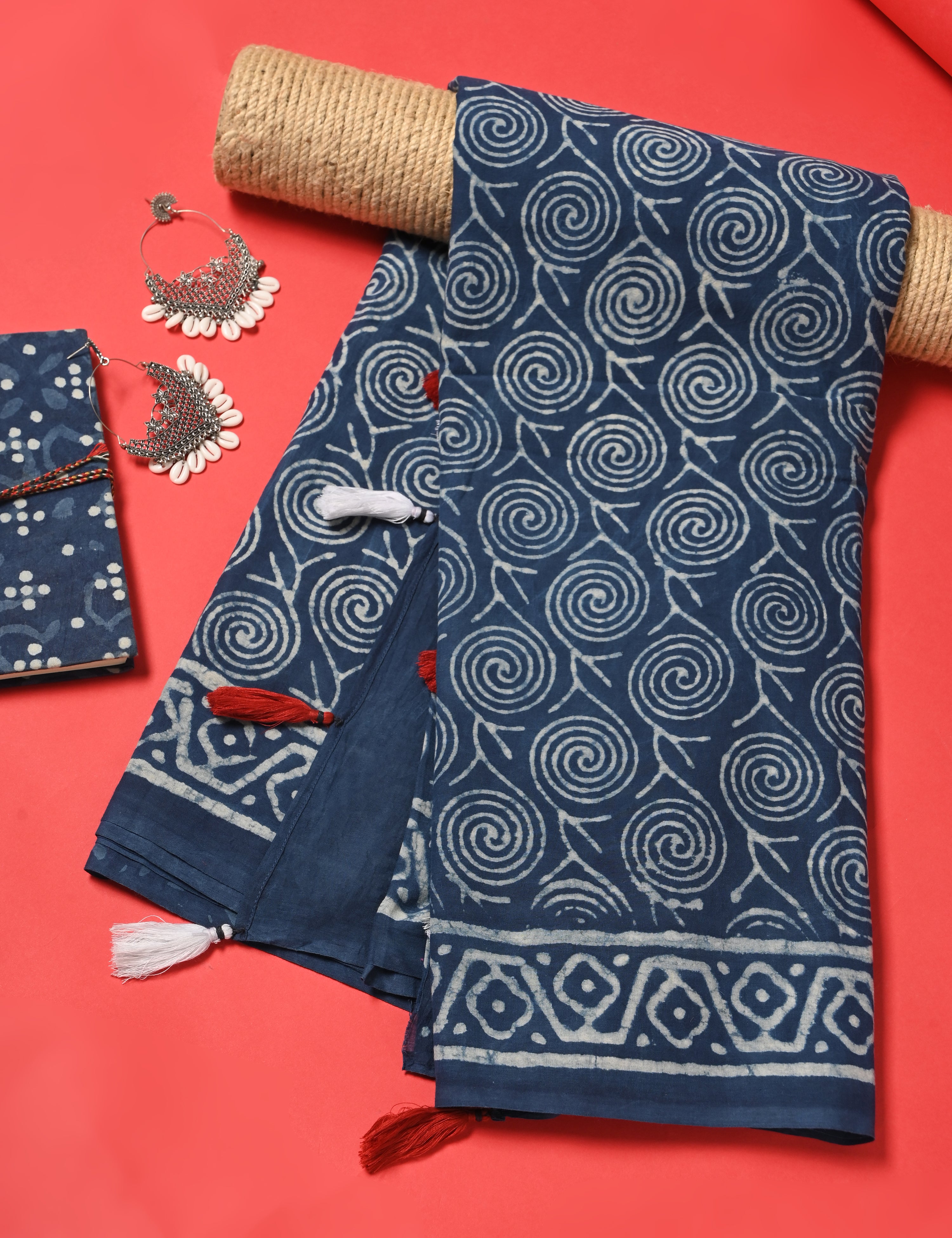 Nisarga Indigo Bagru Saree