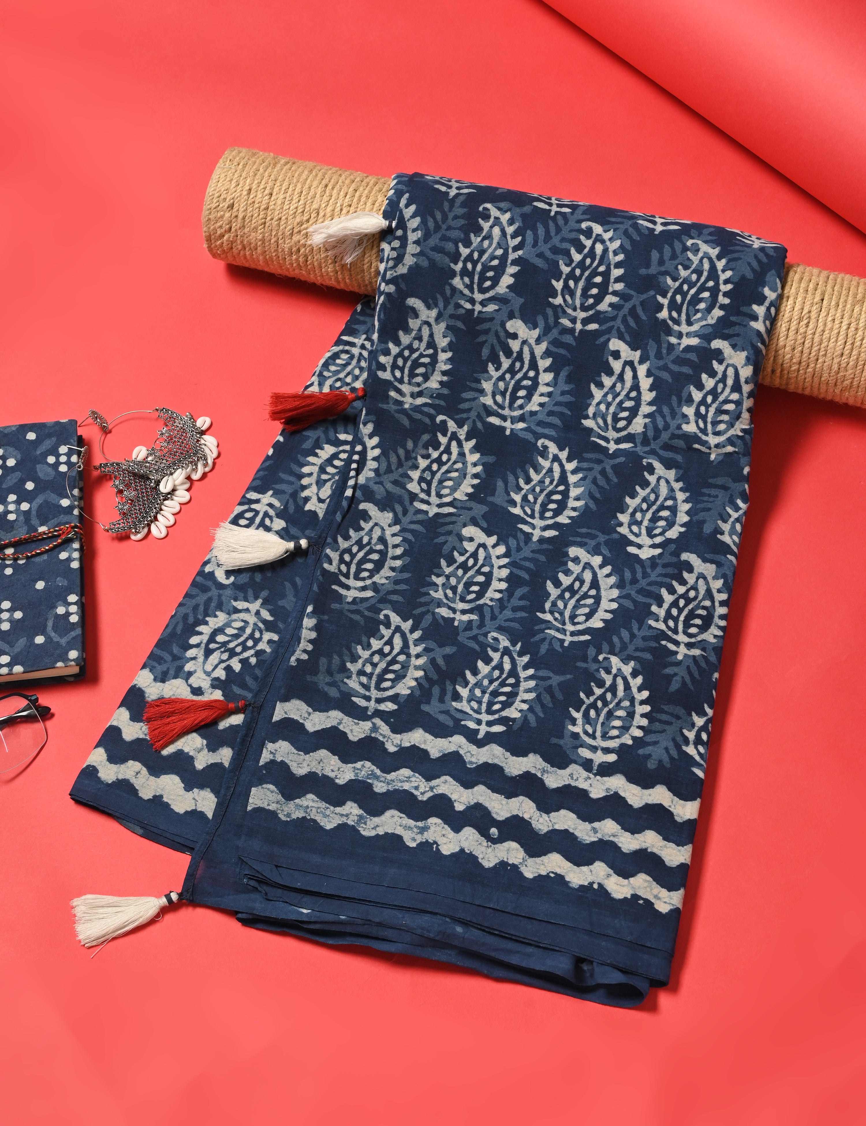 Nisarga Indigo Bagru Saree