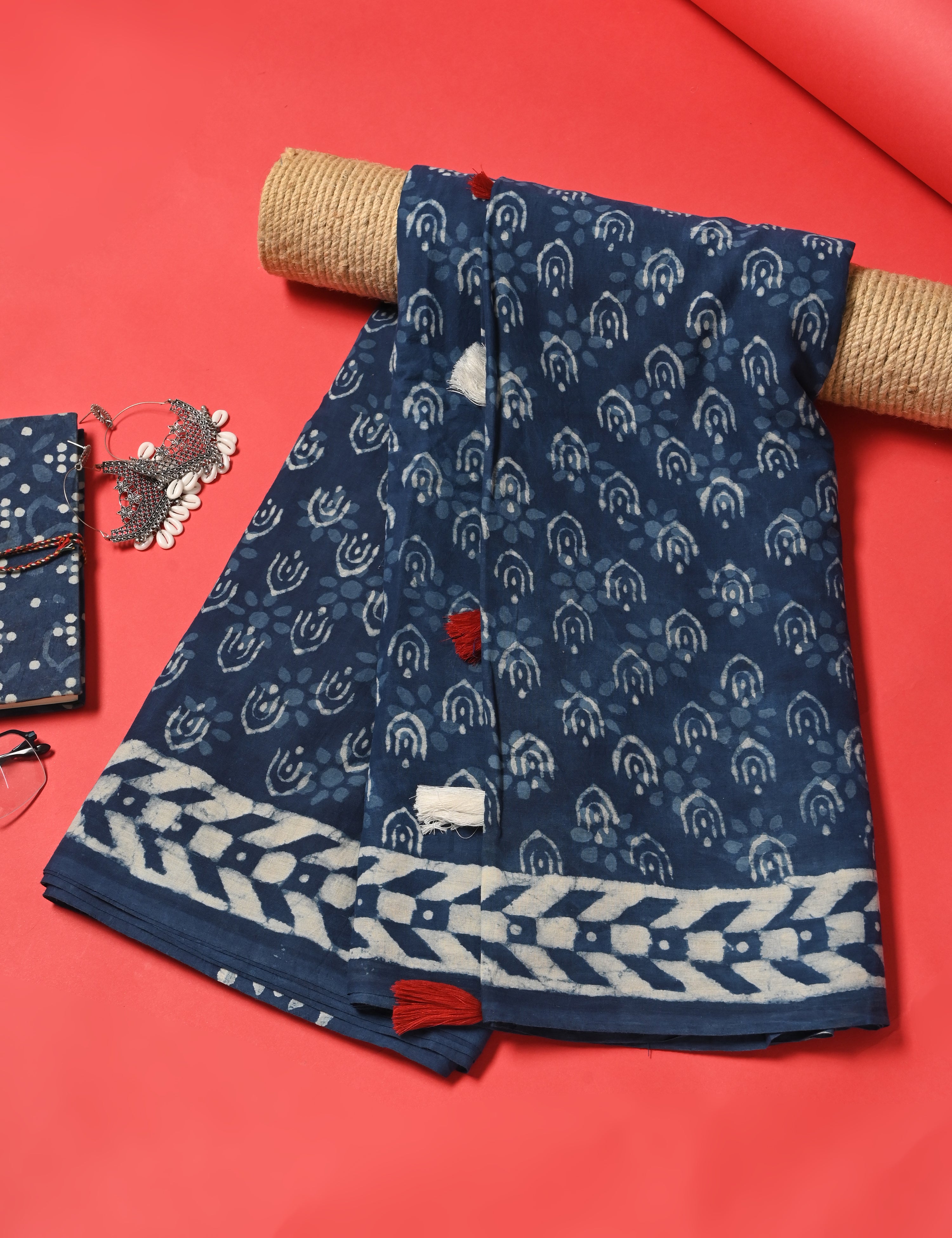 Nisarga Indigo Bagru Saree