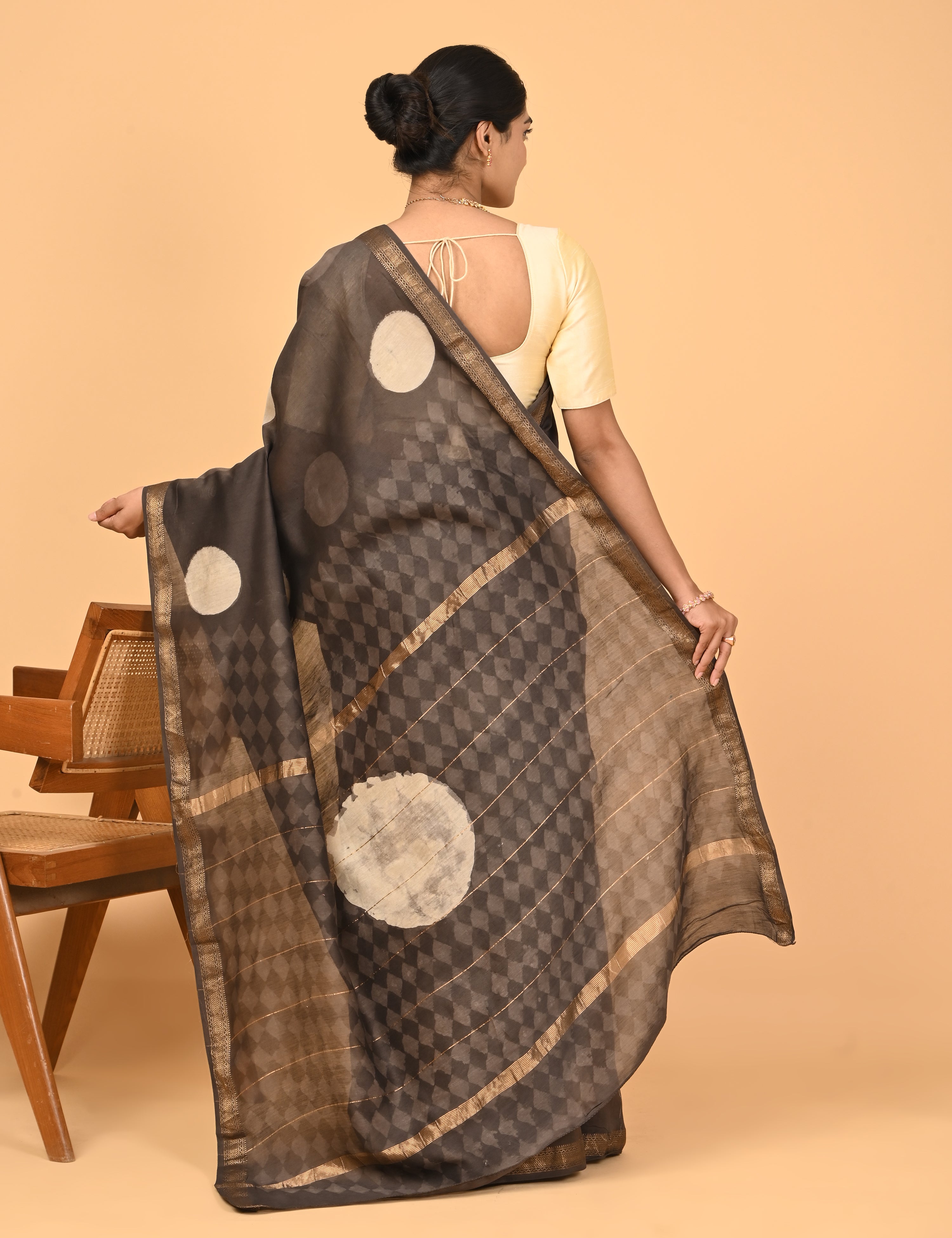 Ranjana Brown Dabu Saree