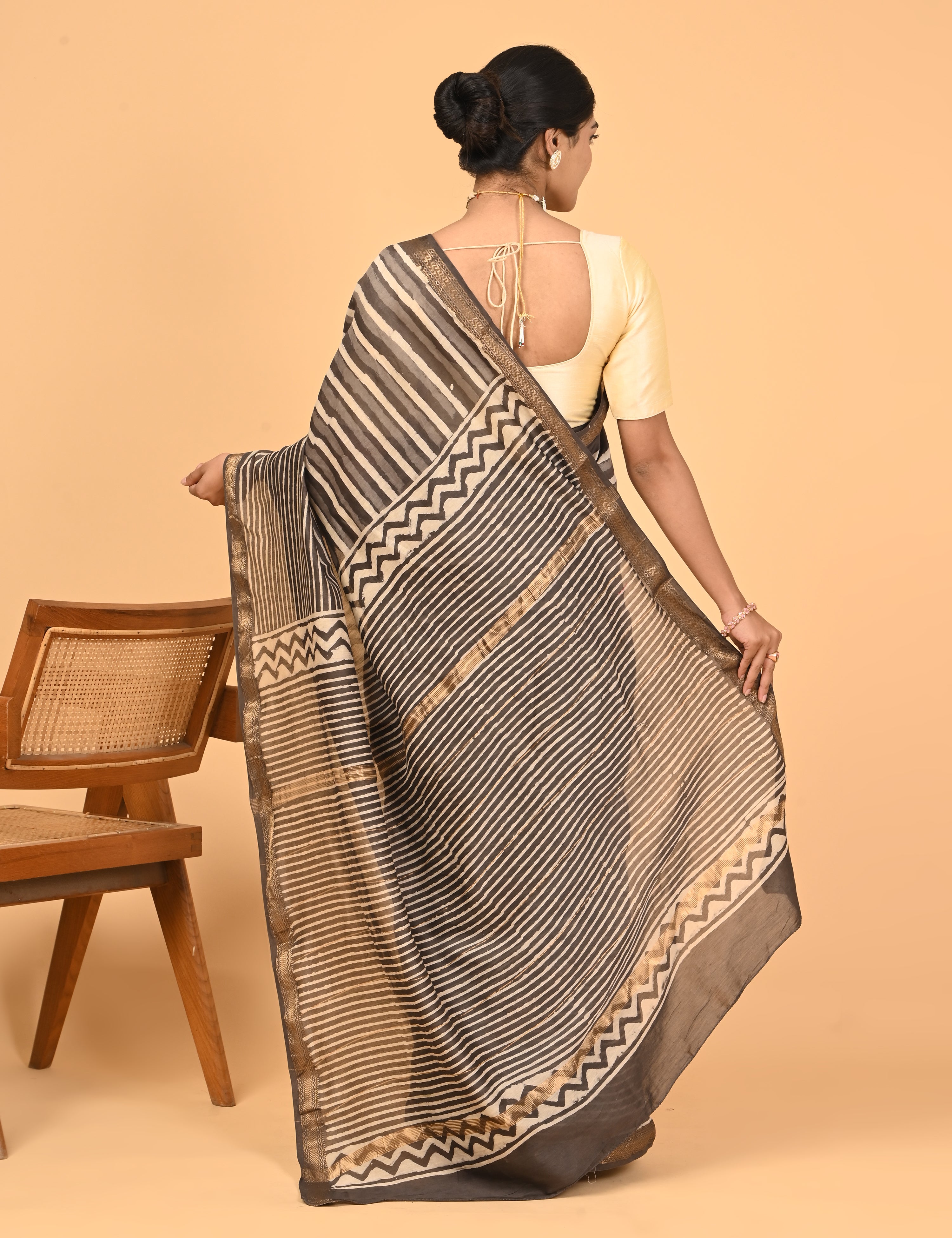 Ranjana Brown Dabu Saree