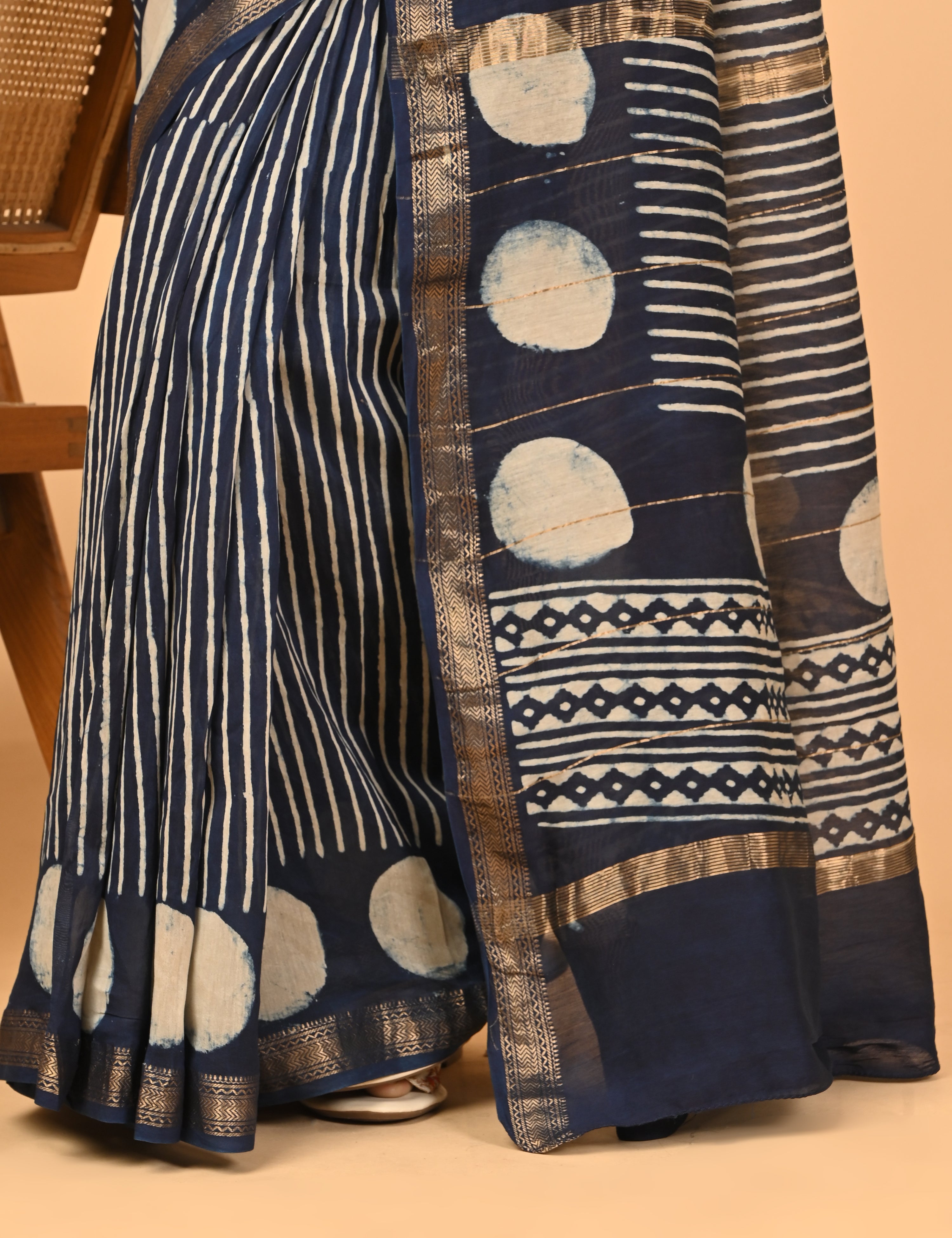Ranjana Indigo Dabu Saree