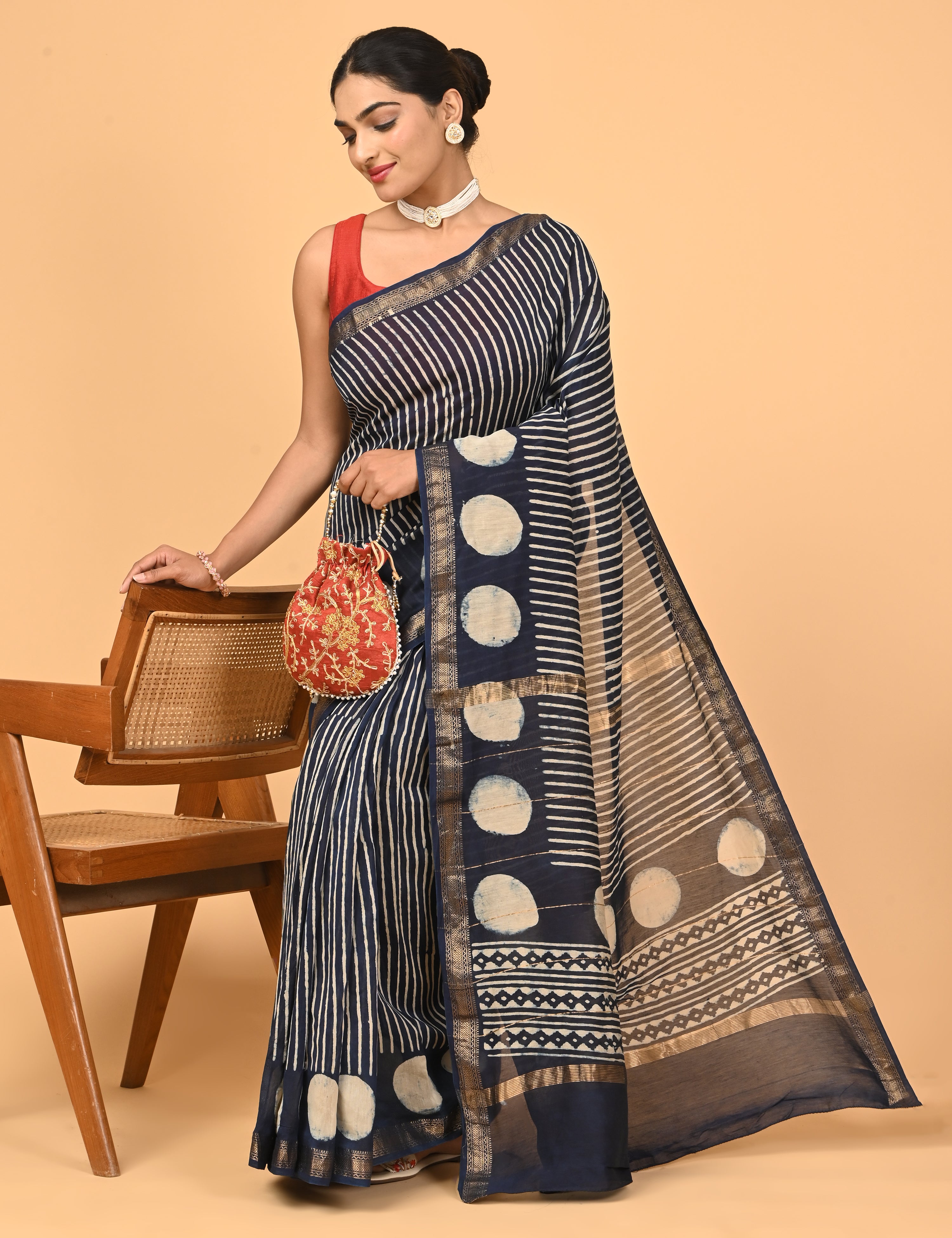 Ranjana Indigo Dabu Saree