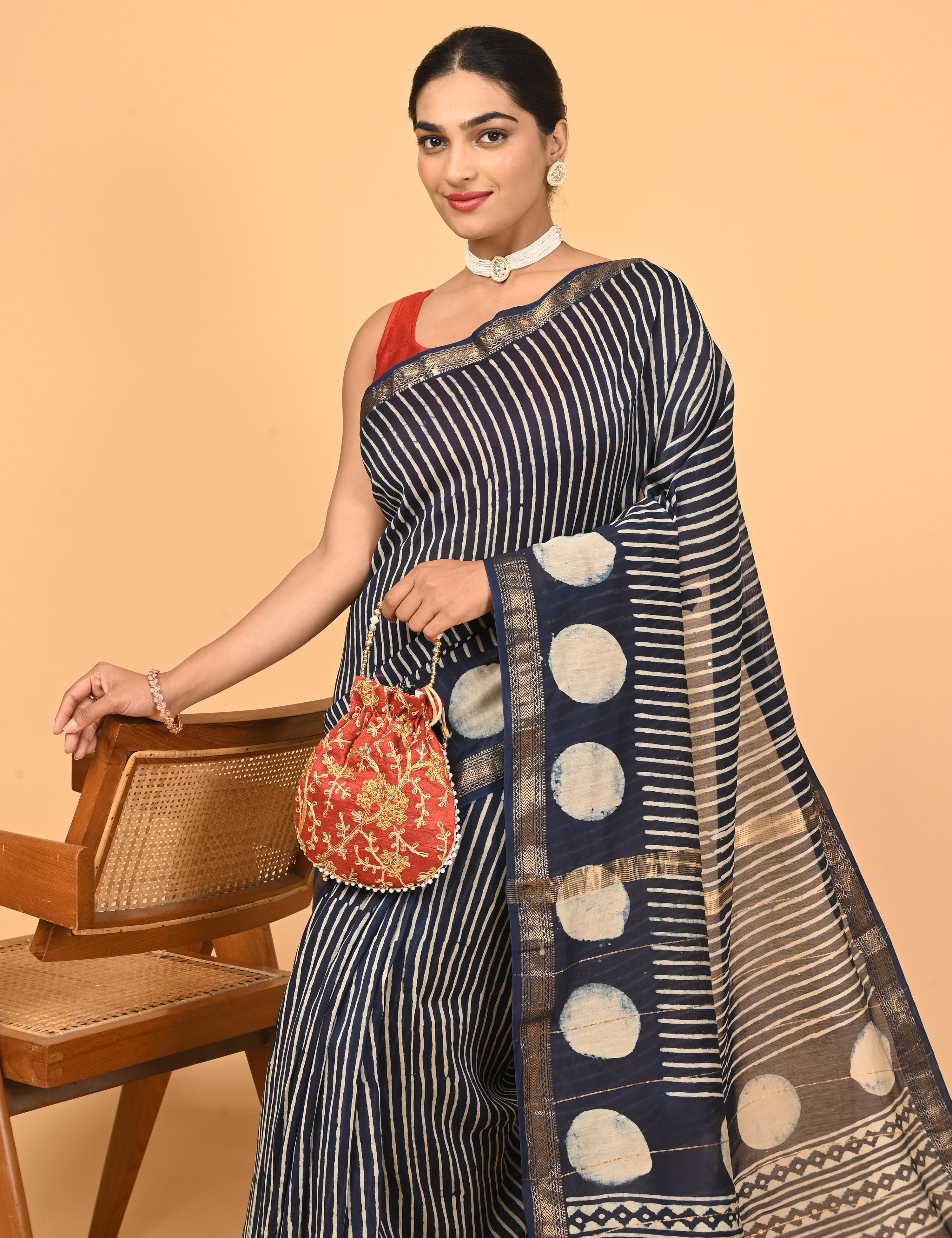Ranjana Indigo Dabu Saree