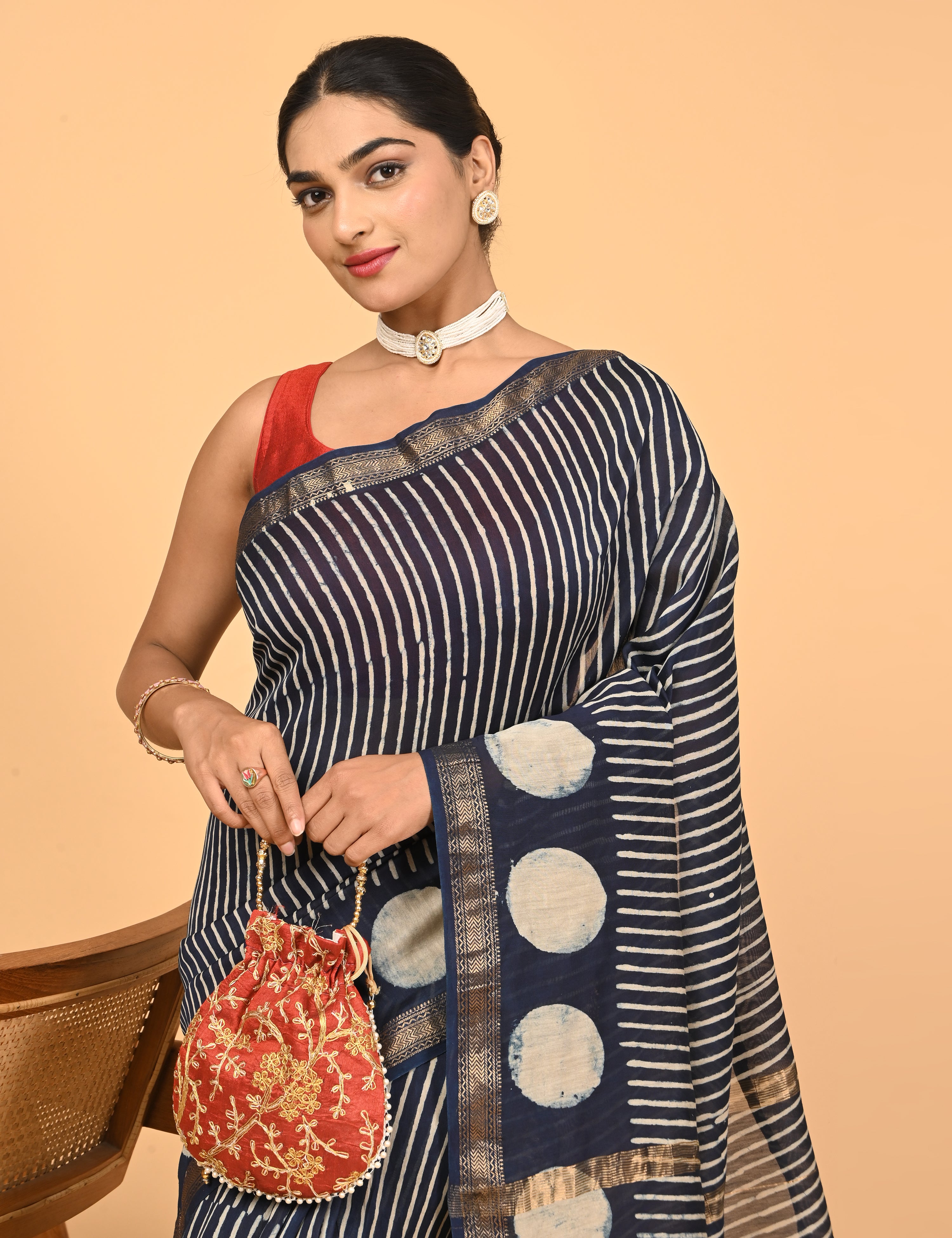 Ranjana Indigo Dabu Saree