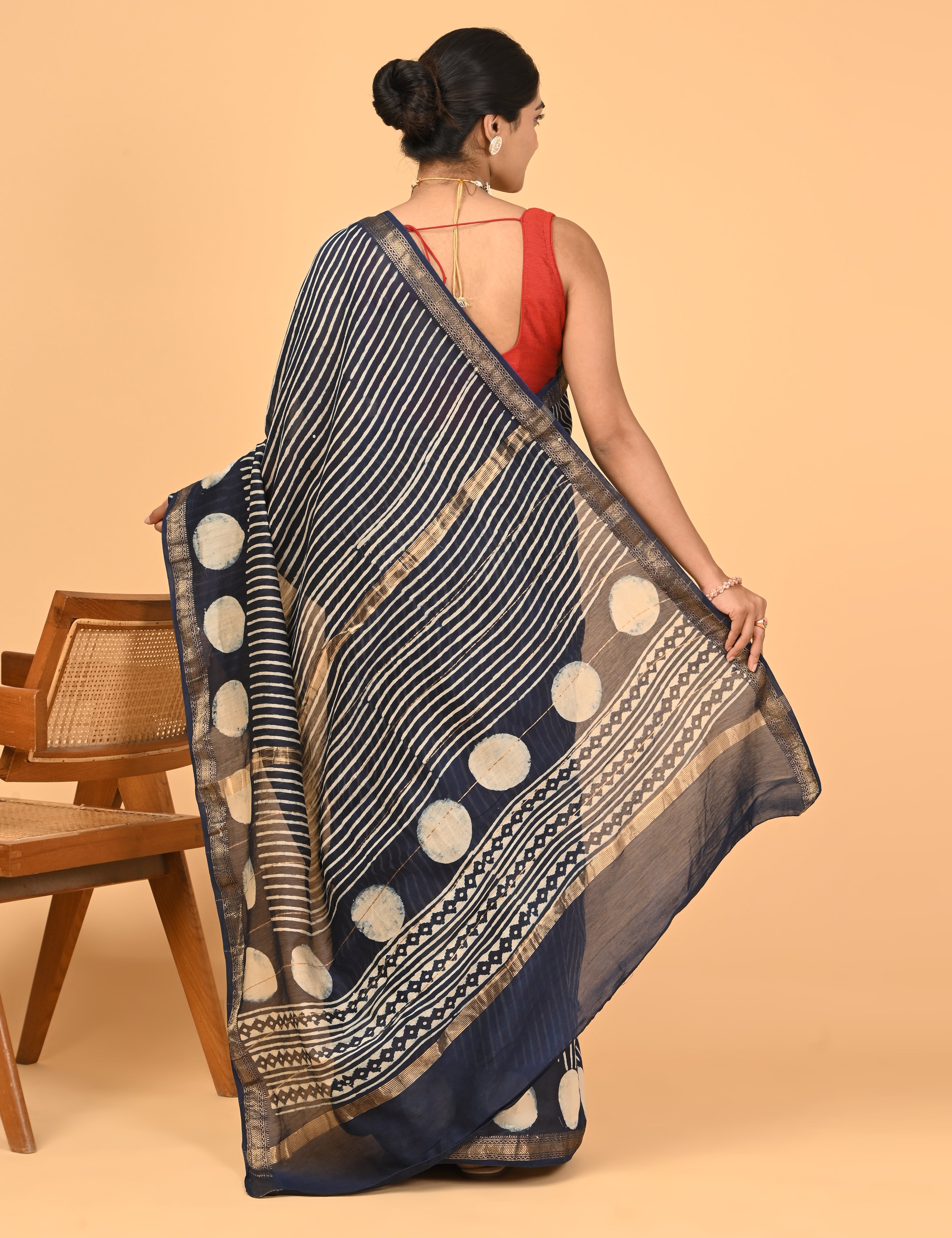 Ranjana Indigo Dabu Saree