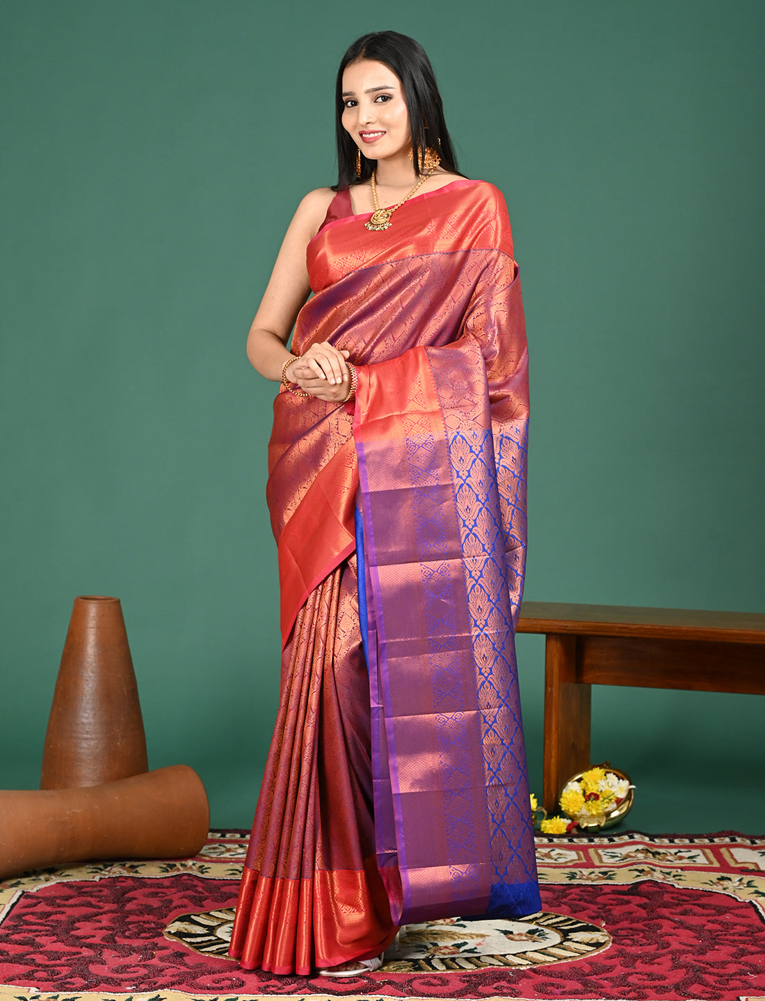 Aabha Magenta Art Silk Pattu Saree