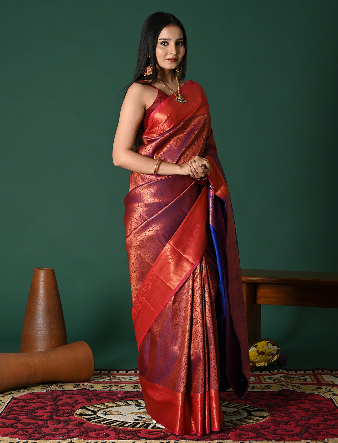 Aabha Magenta Art Silk Pattu Saree