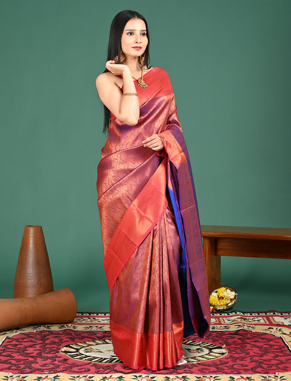 Aabha Magenta Art Silk Pattu Saree